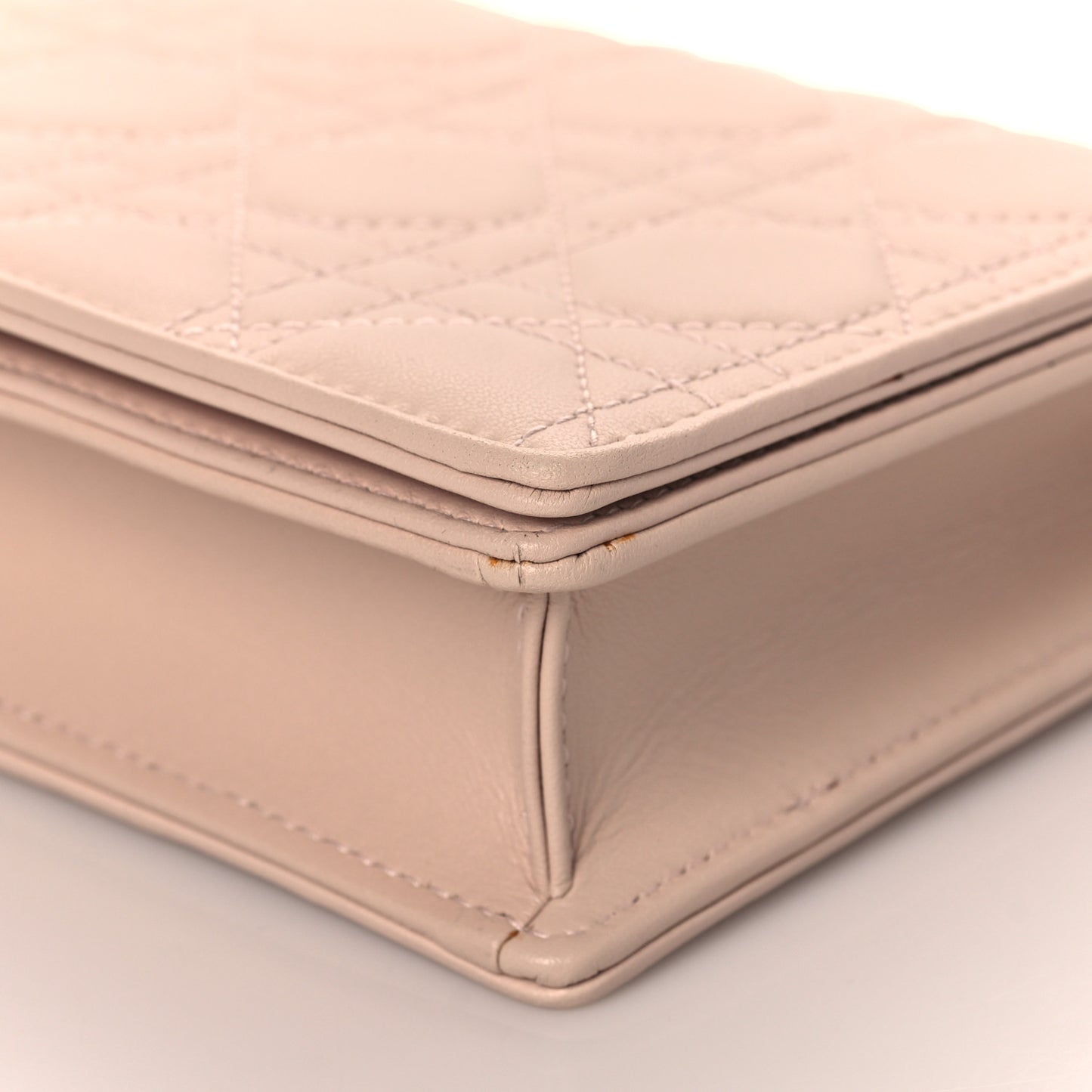 Lambskin Cannage Lady Dior Clutch Rose Poudre