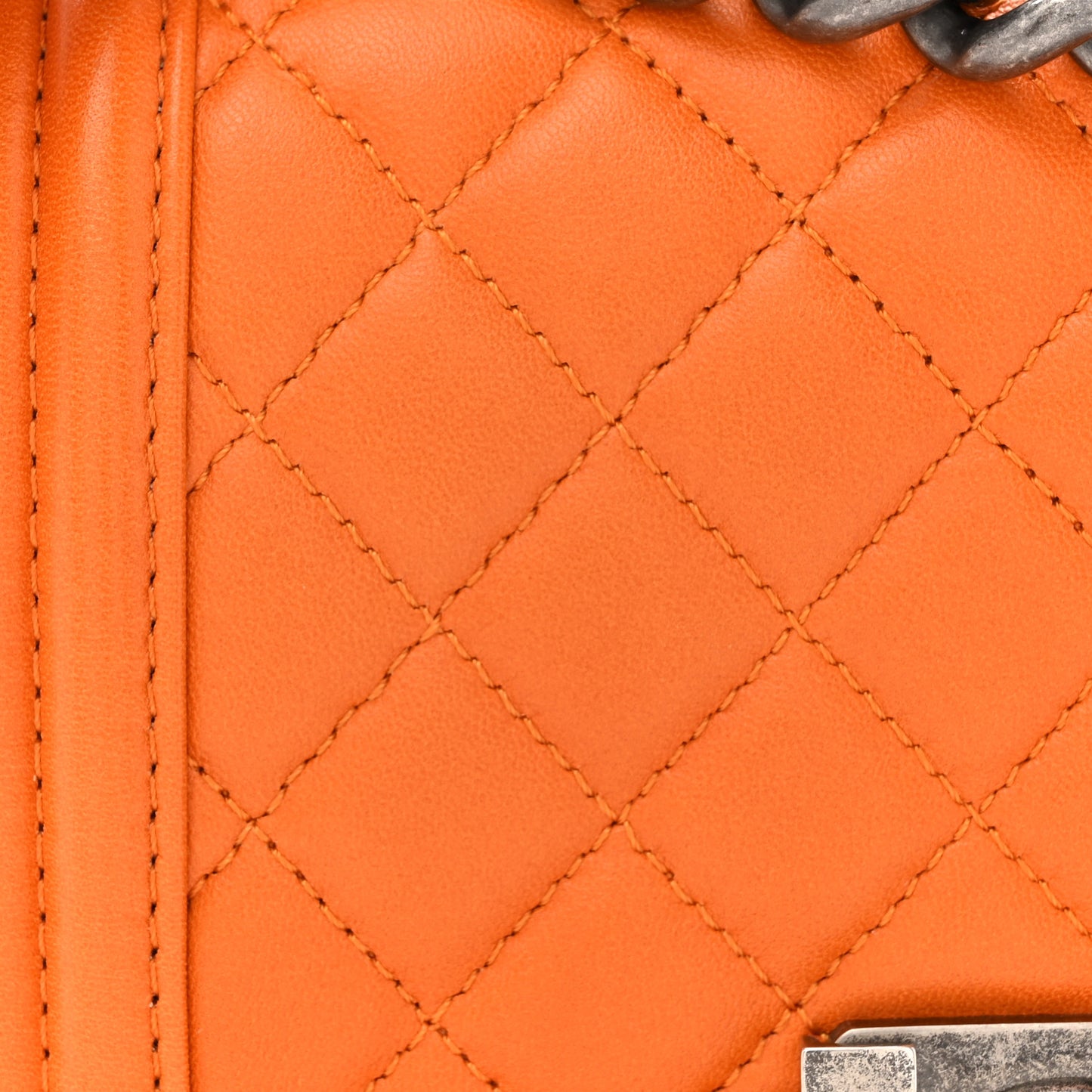 Lambskin Quilted Small Boy Flap Orange