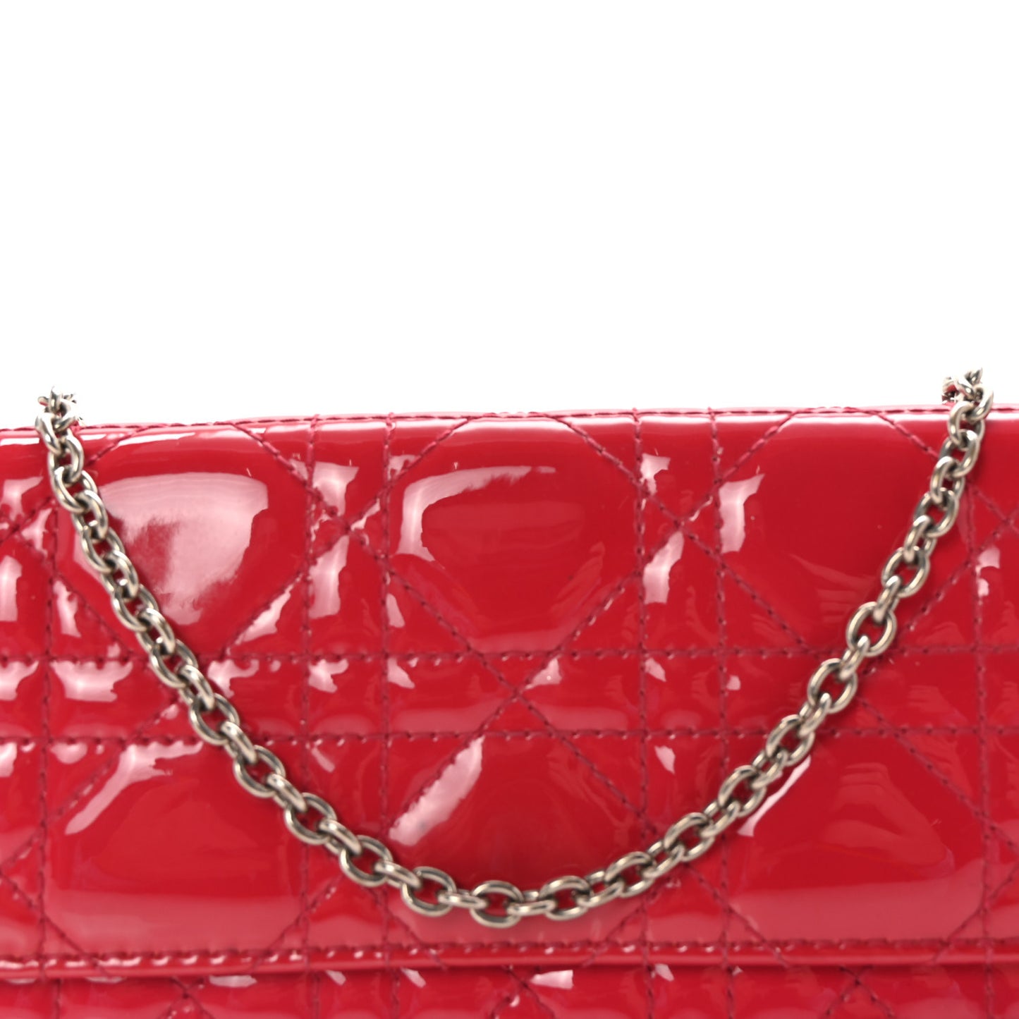 Patent Cannage Lady Dior Rendezvous Wallet On Chain Fuchsia