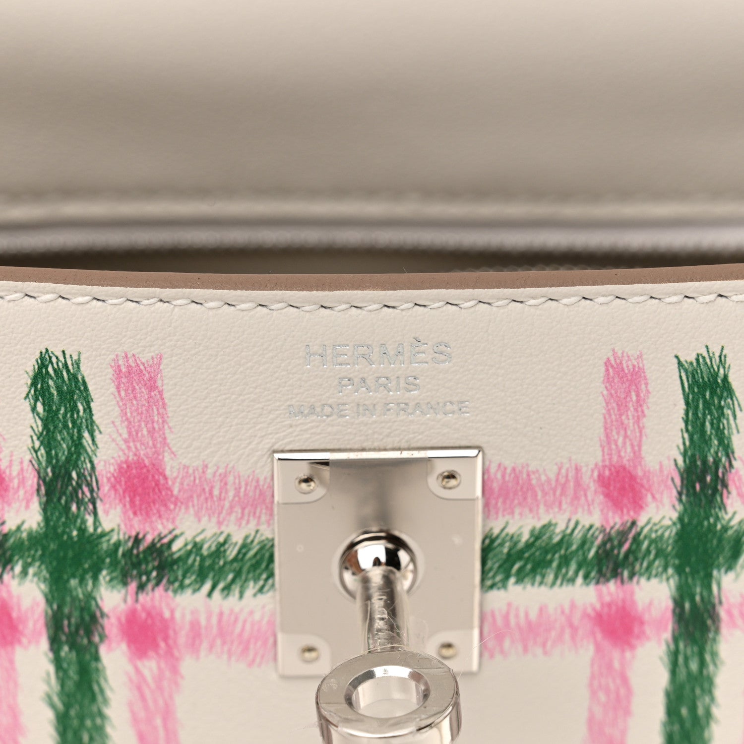 Hermes Swift Tartan Kelly Retourne 25 Gris Pale Rose Bubblegum Vert Moyen 6 of 11