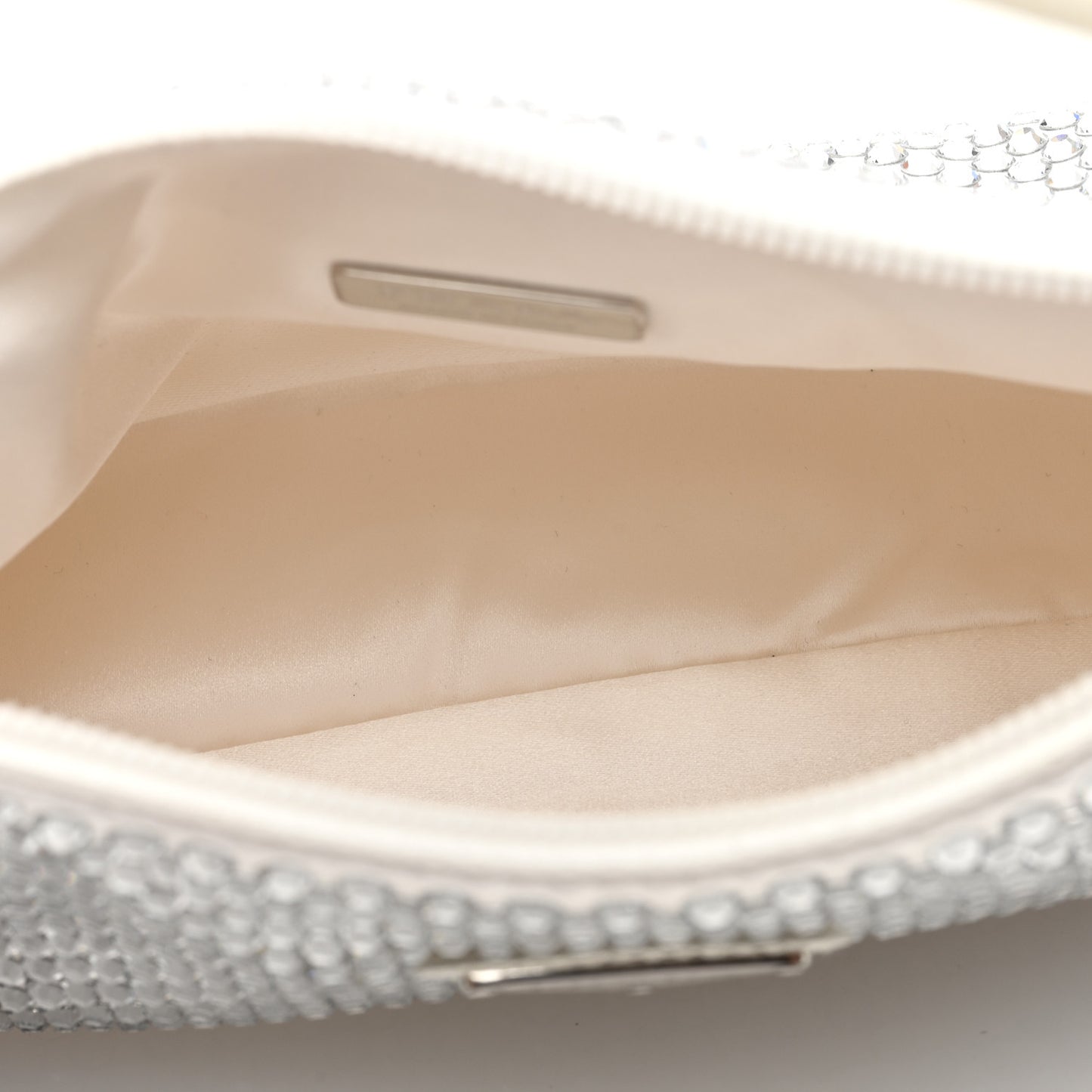 Satin Crystal Mini Re-Edition 2000 Bag White