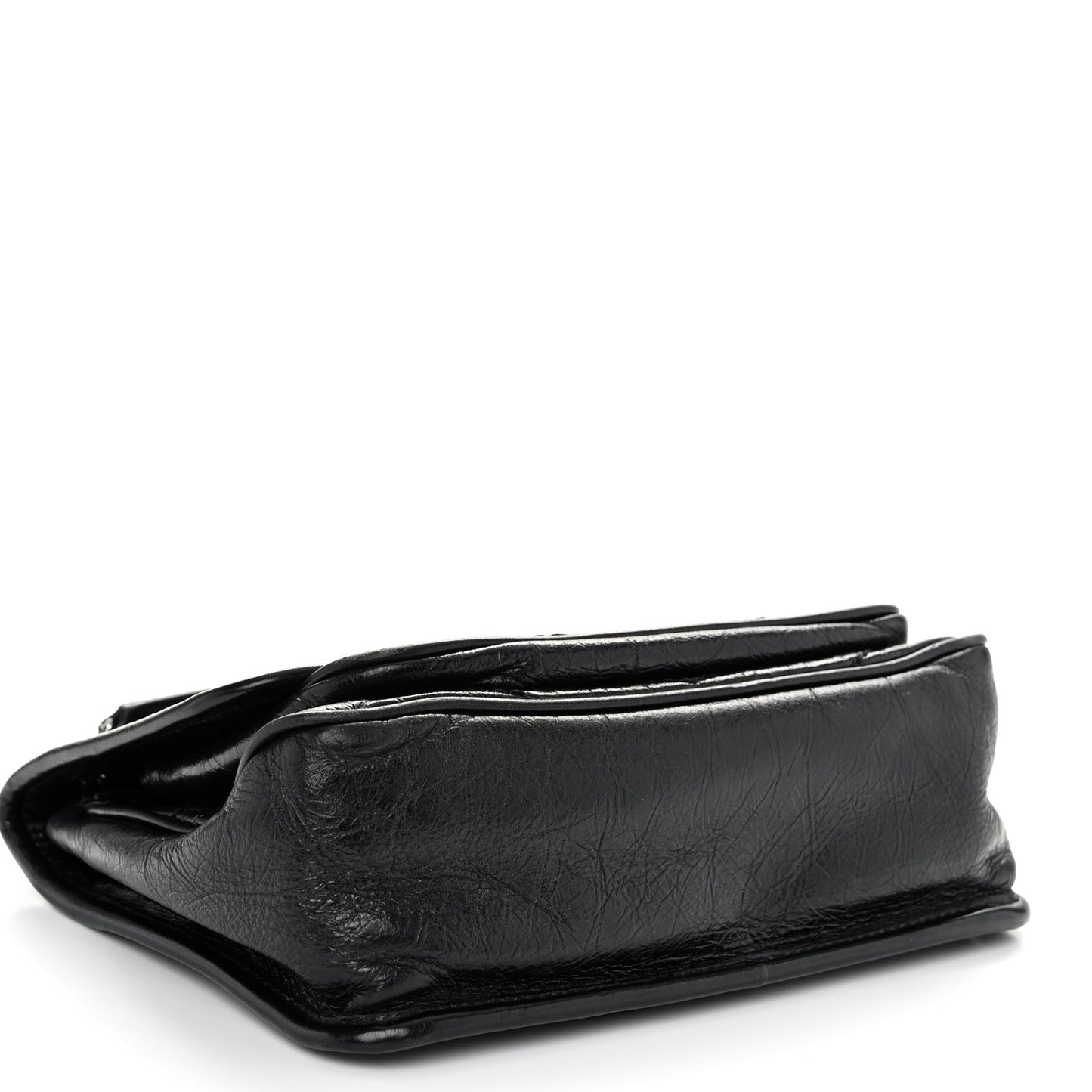 Crinkled Calfskin Matelasse Monogram Baby Niki Chain Satchel Black