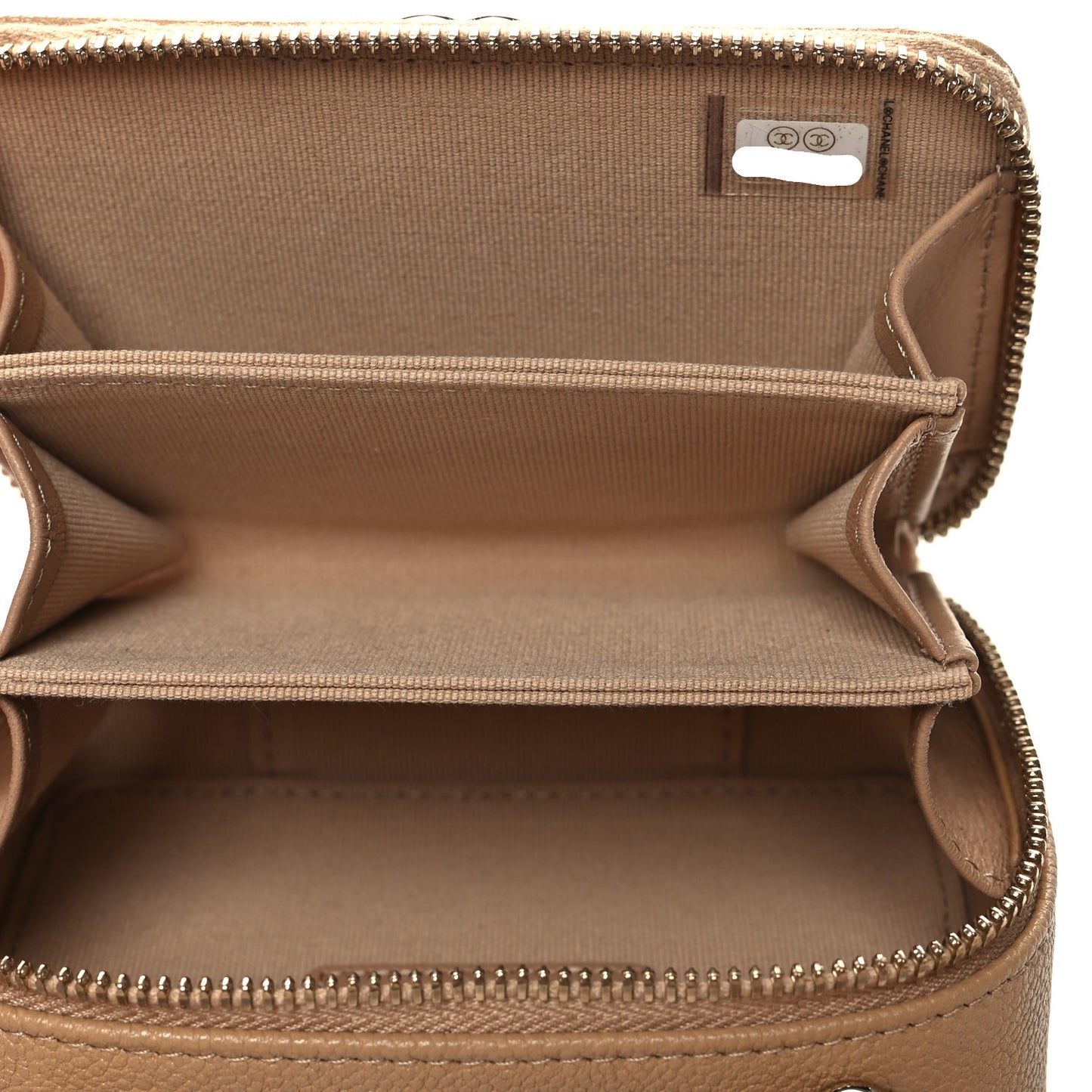 Caviar Chevron Quilted Mini Boy Clutch With Chain Beige