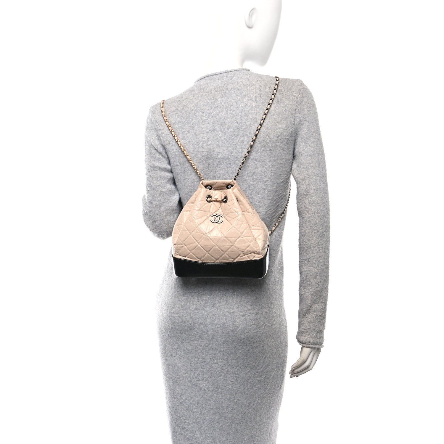 Chanel Aged Calfskin Quilted Small Gabrielle Backpack Beige Black 2 of 10