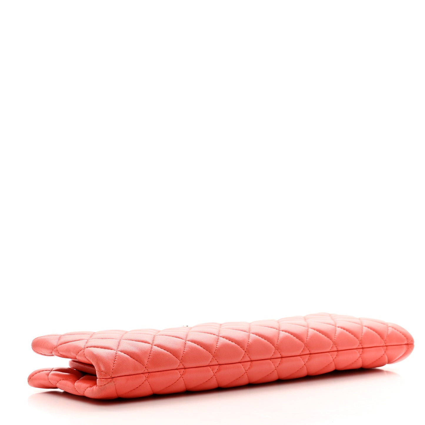 Lambskin Crystal Quilted Long Clutch Orange