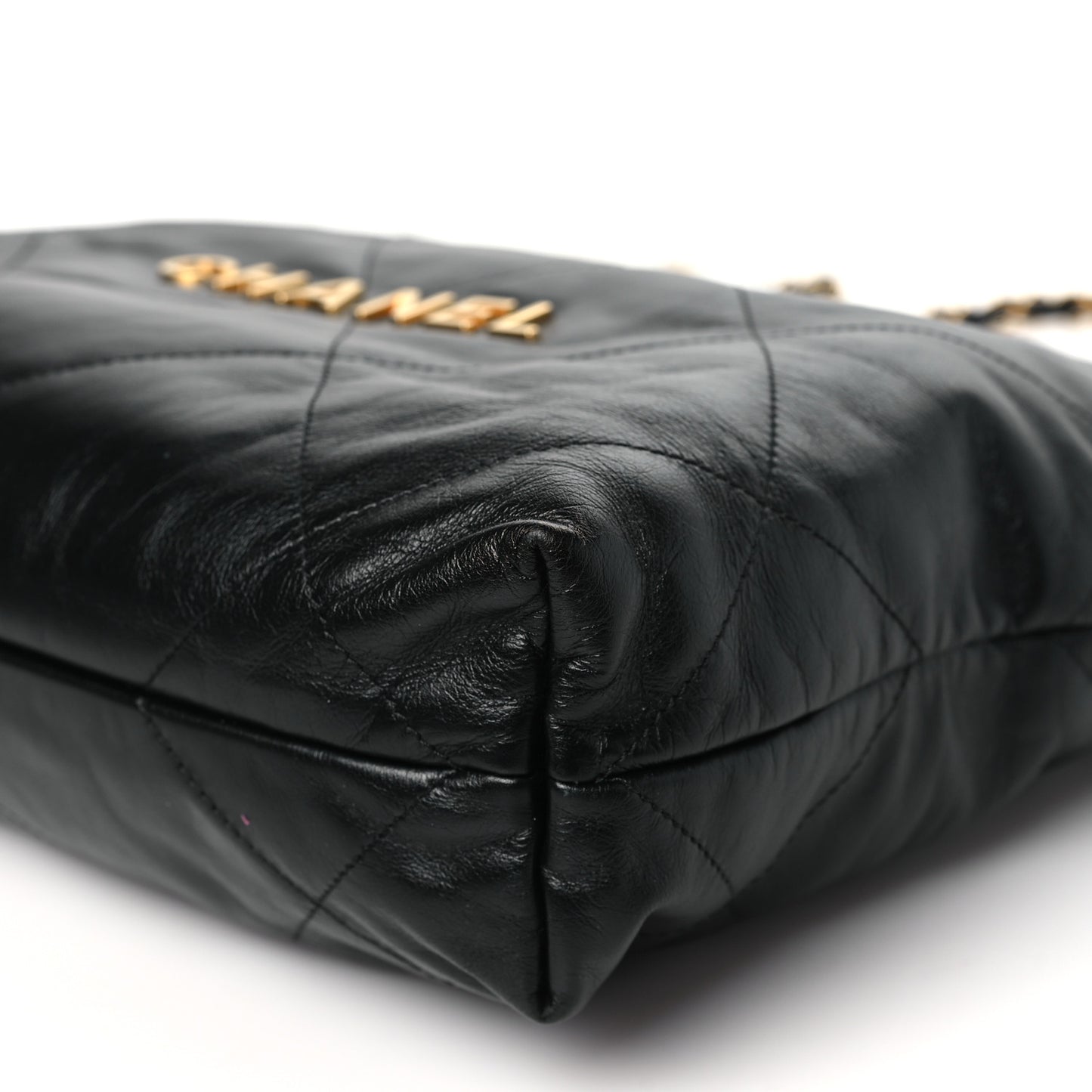 Shiny Calfskin Quilted Small Chanel 22 Black