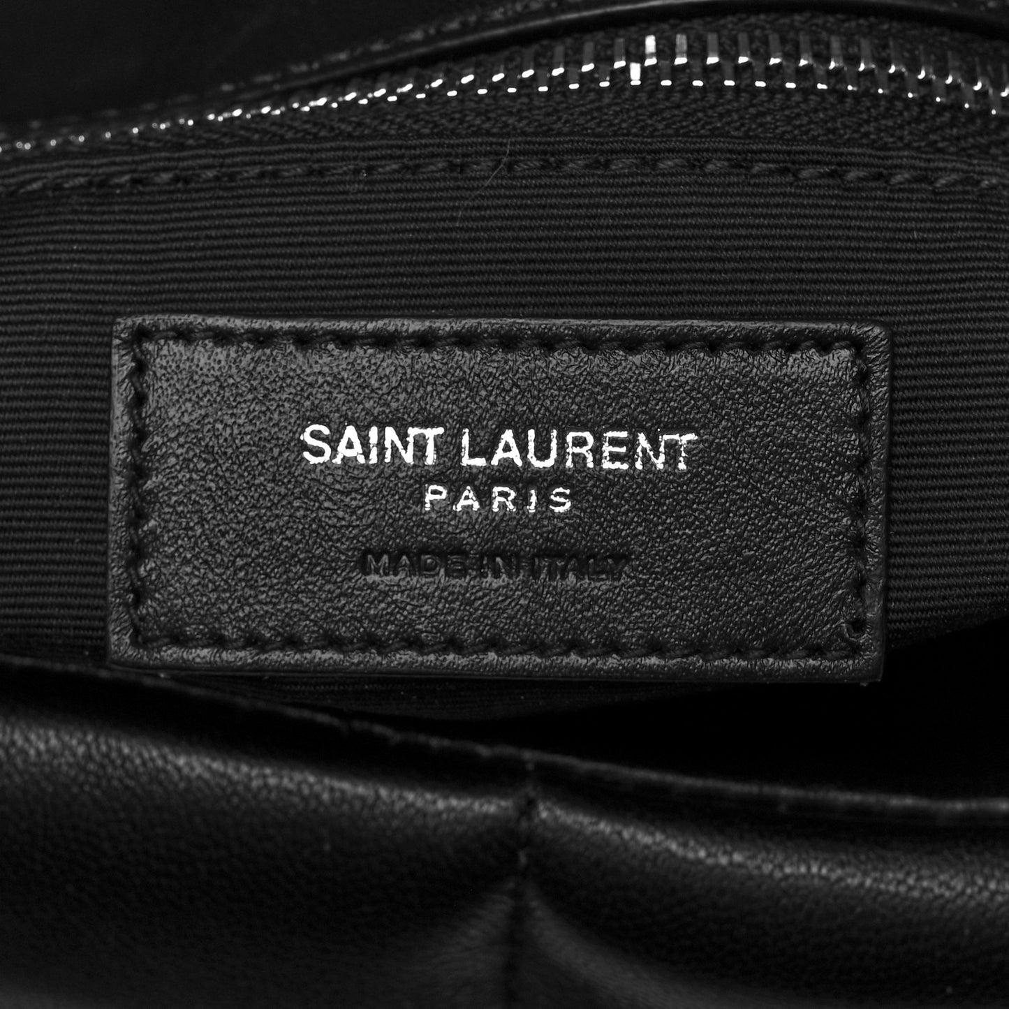 Lambskin Quilted Small Loulou Puffer Monogram Chain Satchel Black
