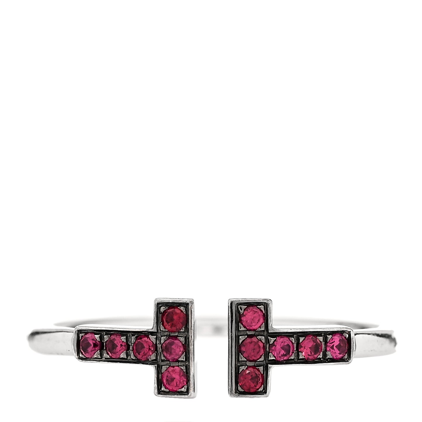 18K White Gold Ruby T Wire Ring 56 7.75