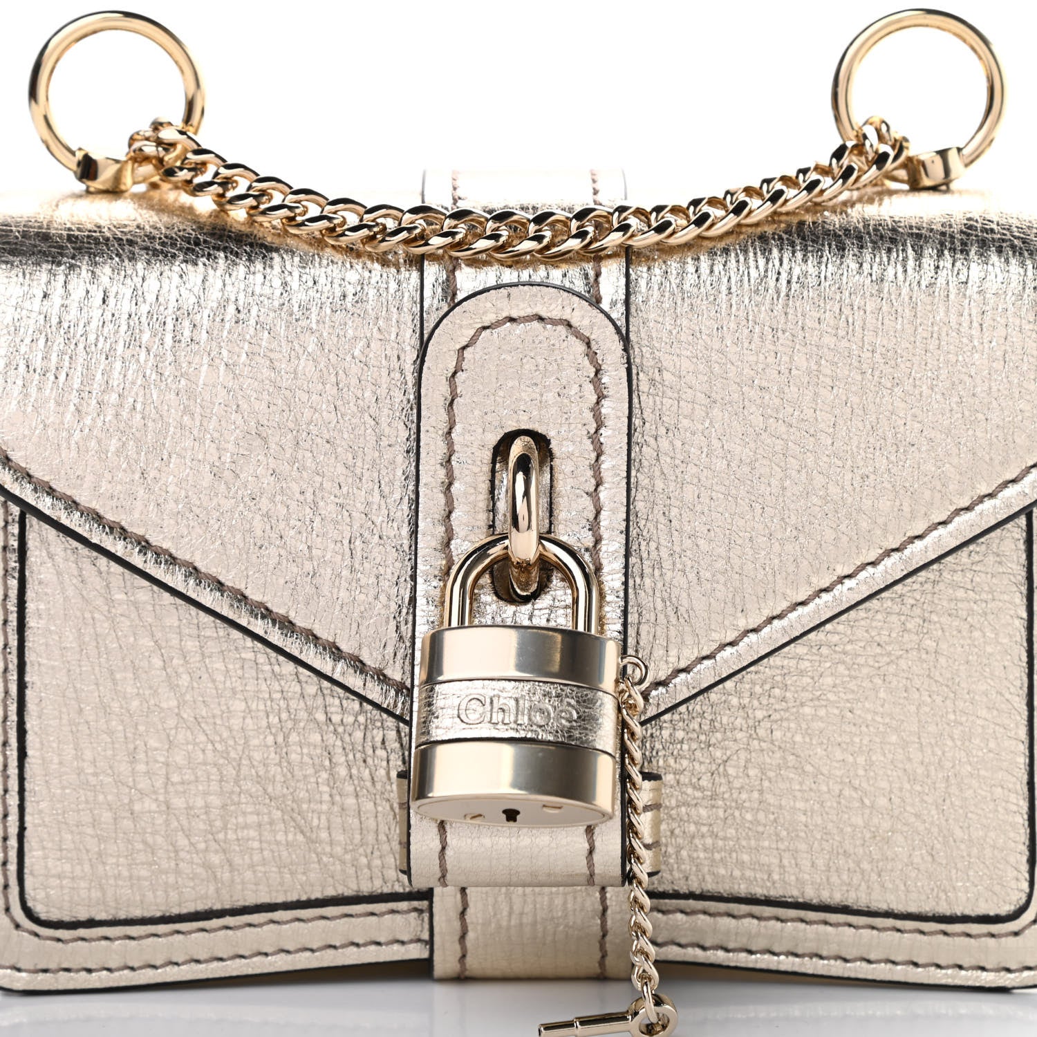 Chloe Metallic Textured Calfskin Aby Convertible Chain Shoulder Bag Gold 8 of 11
