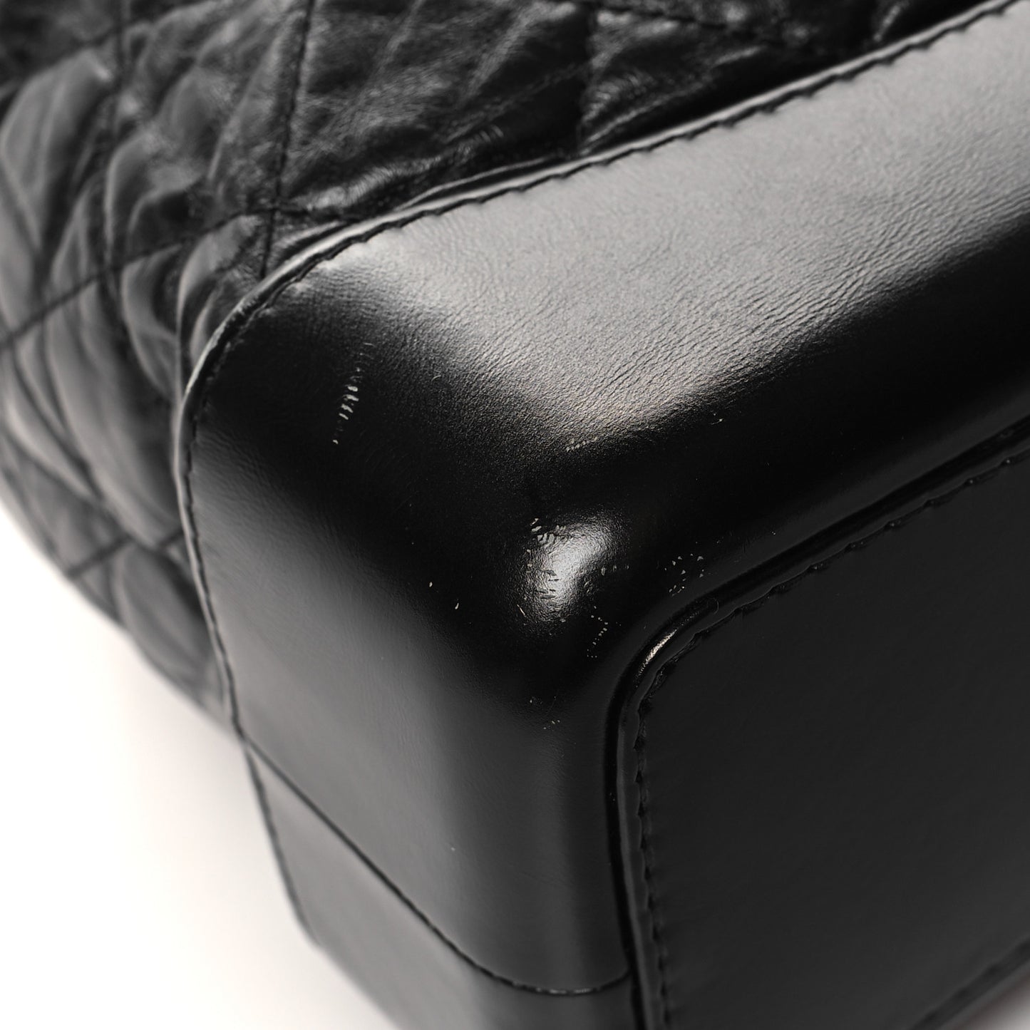 Aged Calfskin Quilted Gabrielle Backpack Black
