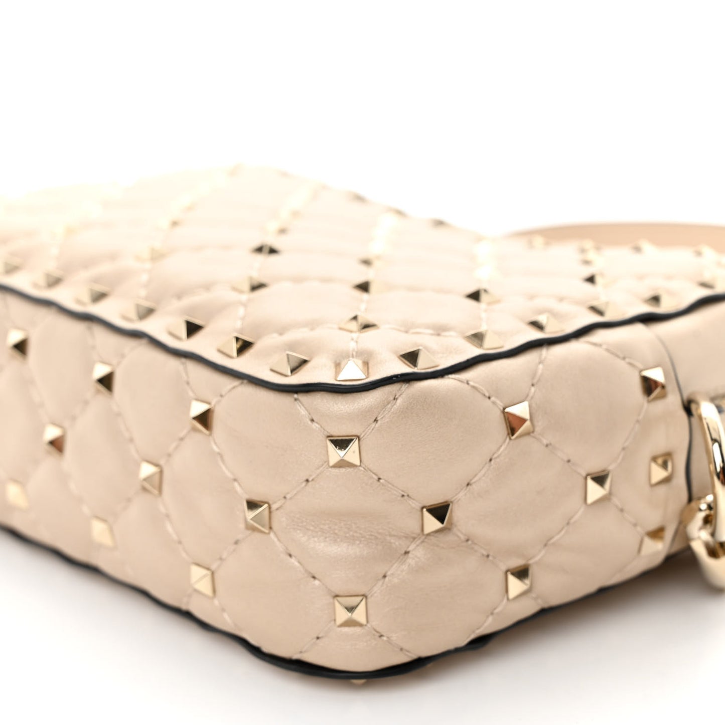 Metallic Nappa Rockstud Spike Camera Crossbody Bag Skin