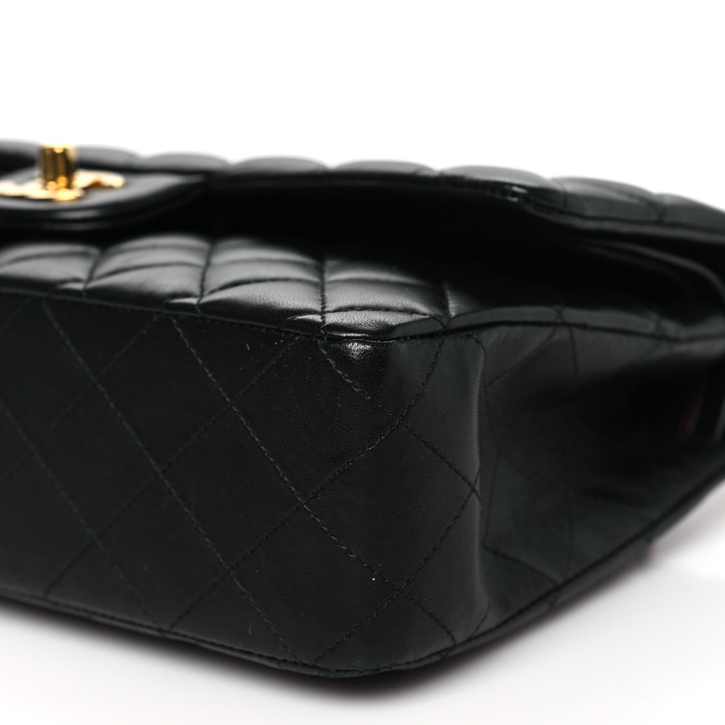 Lambskin Quilted Medium Double Flap Black