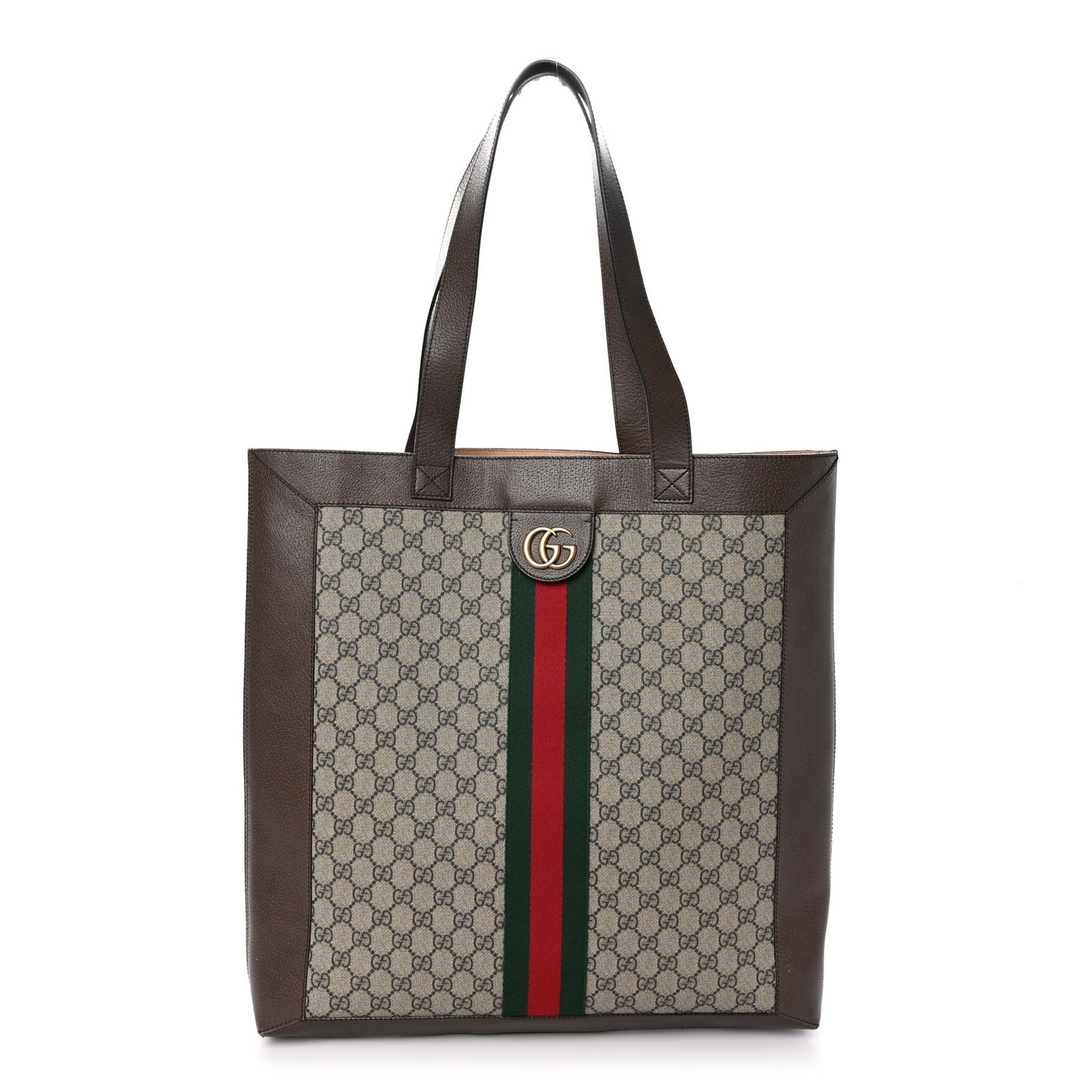 GG Supreme Monogram Web Large Ophidia Vertical Shopping Tote Brown