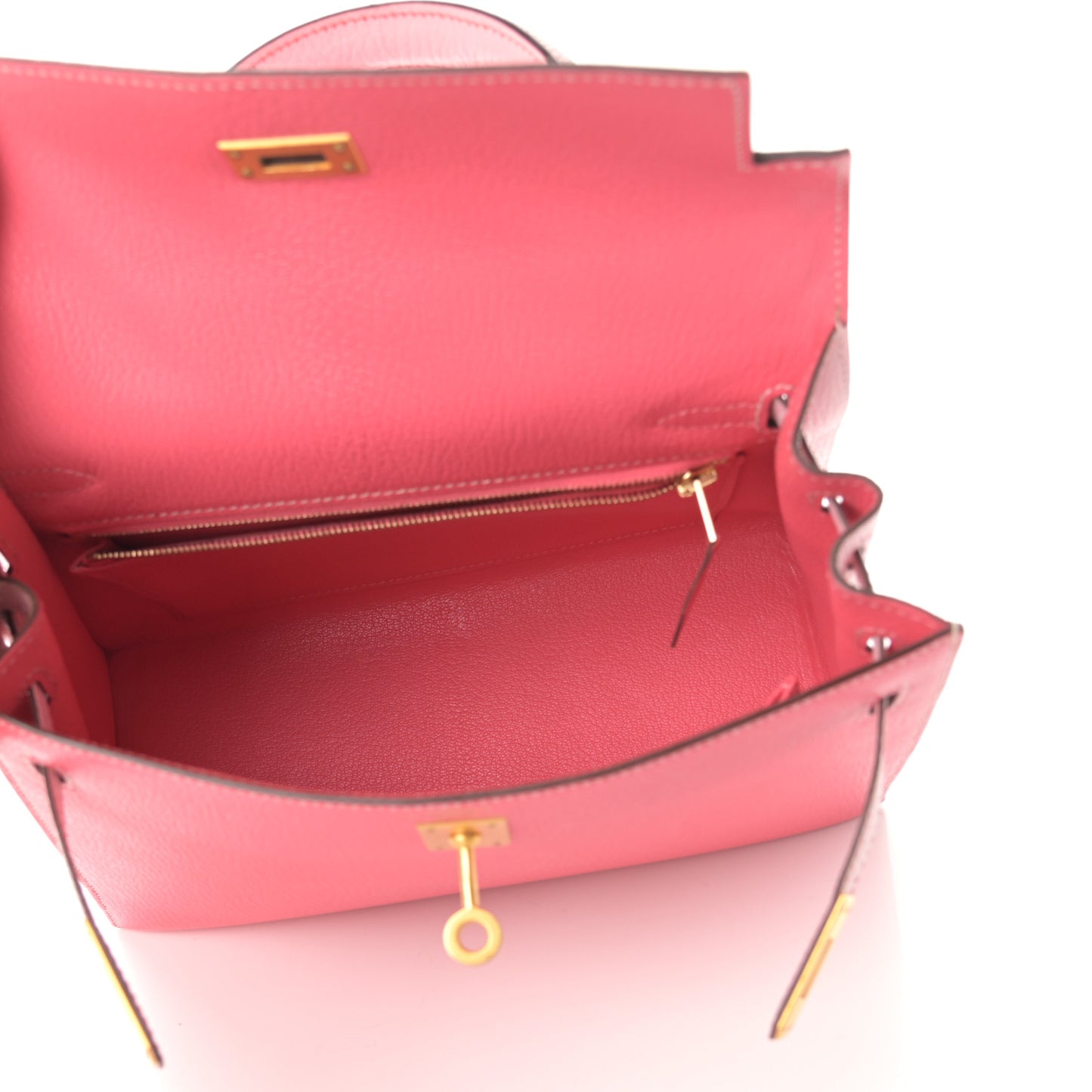 Chevre Bi-Color Horseshoe Kelly Sellier 25 Rose Lipstick Bubblegum