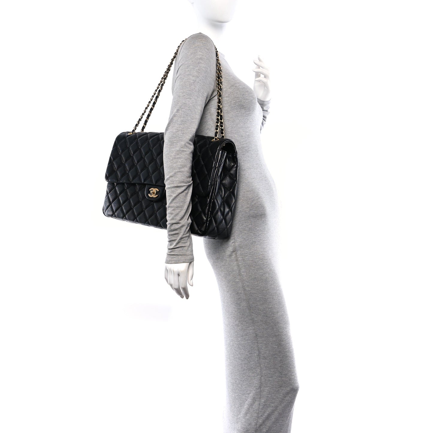 Caviar Quilted XXL Travel Flap Bag Black