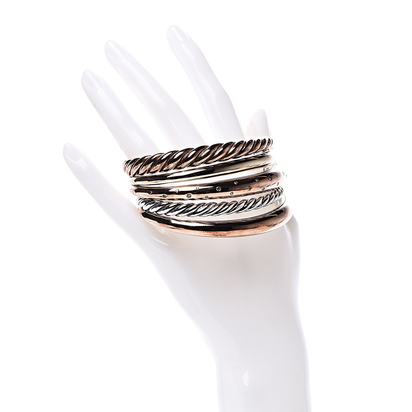 Sterling Silver Bronze Diamond Pure Form Bracelet