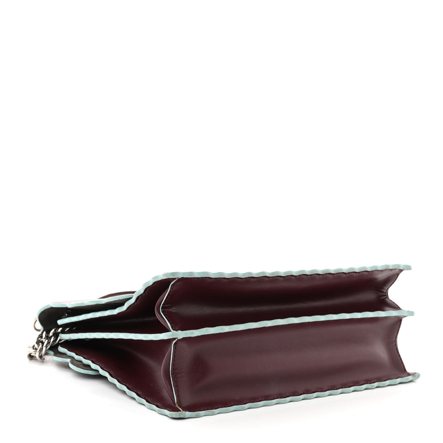 Vitello Liberty Scalloped Studded Kan I Shoulder Bag Bordeaux