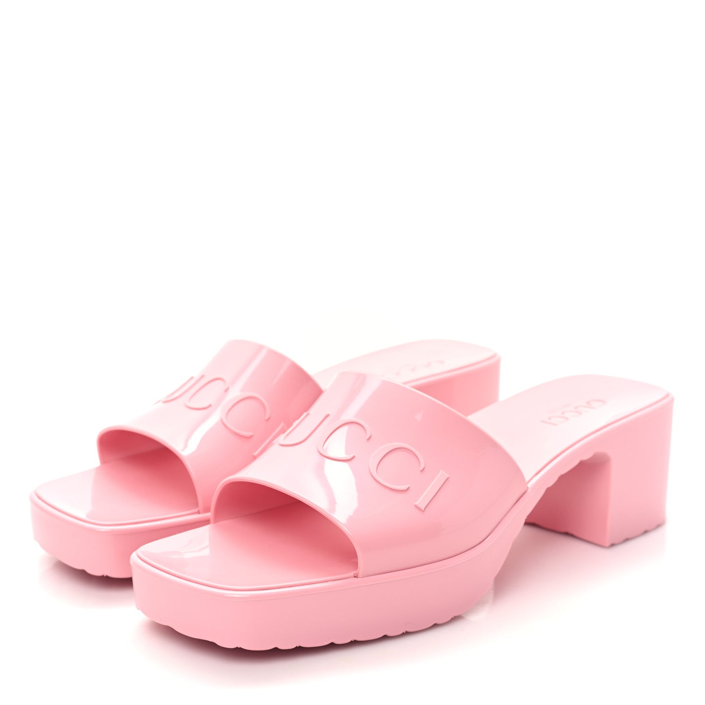 Rubber Gucci Logo Womens Platform 20/60mm Slide Sandals 41 Wild Rose