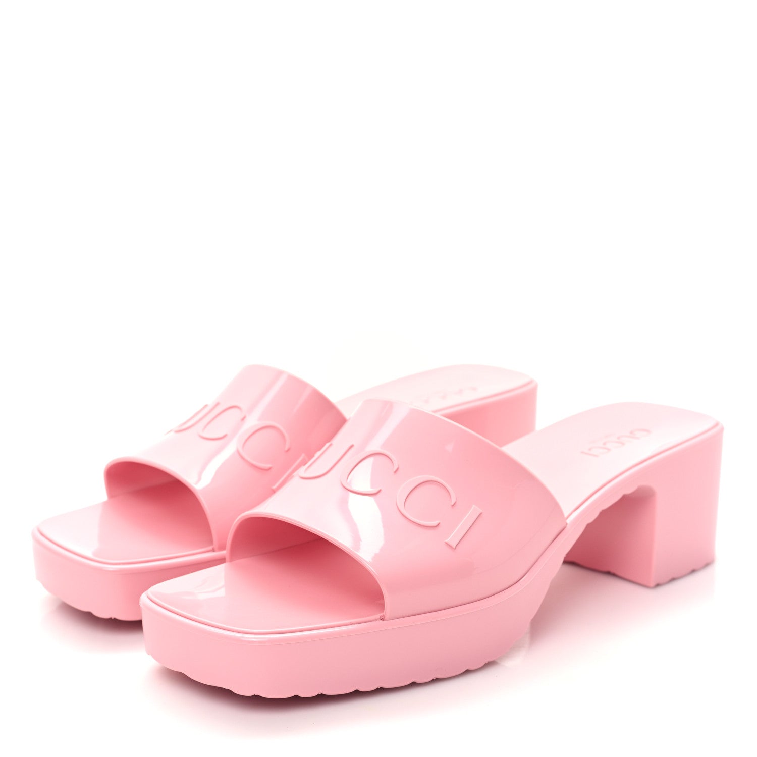 Gucci Rubber Gucci Logo Womens Platform 20/60mm Slide Sandals 41 Wild Rose 3 of 10