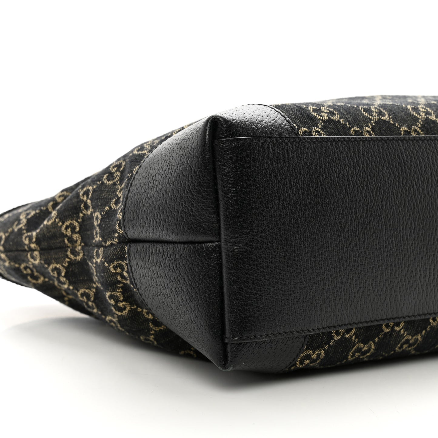 Jacquard Black Denim GG Monogram Medium Ophidia Shopping Tote Black Ivory