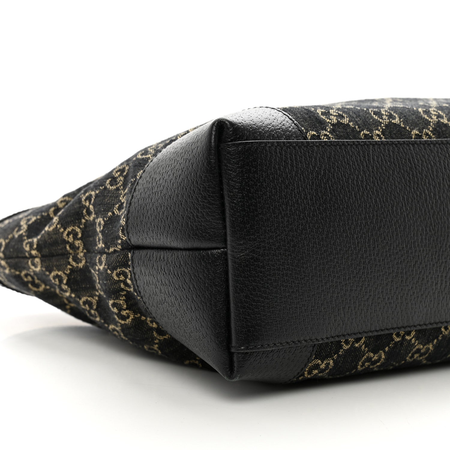 Gucci Jacquard Black Denim GG Monogram Medium Ophidia Shopping Tote Black Ivory 9 of 10