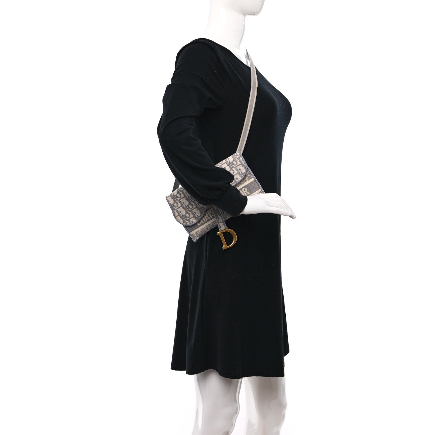 Christian Dior Oblique Slim Saddle Pouch Grey 2 of 10