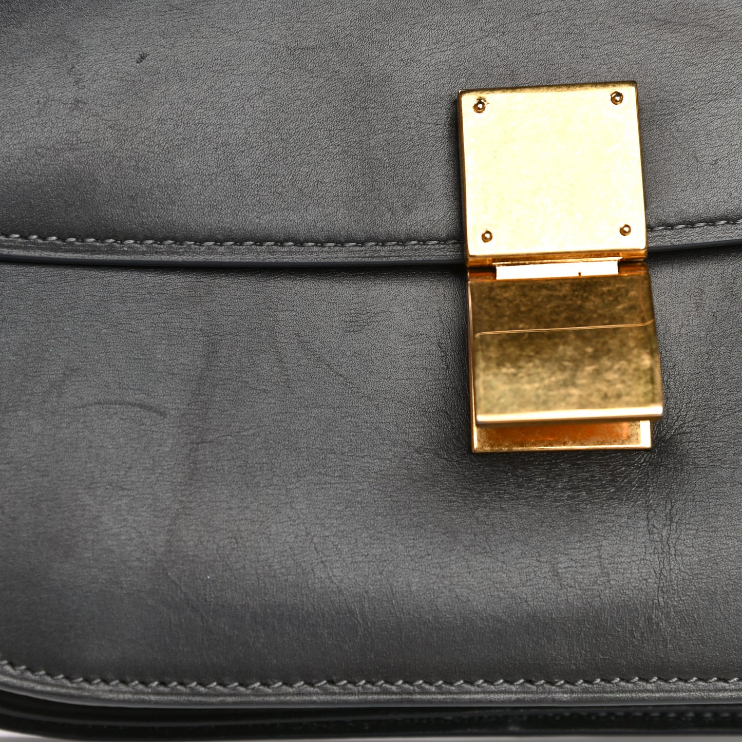 Box Calfskin Medium Classic Box Flap Bag Grey