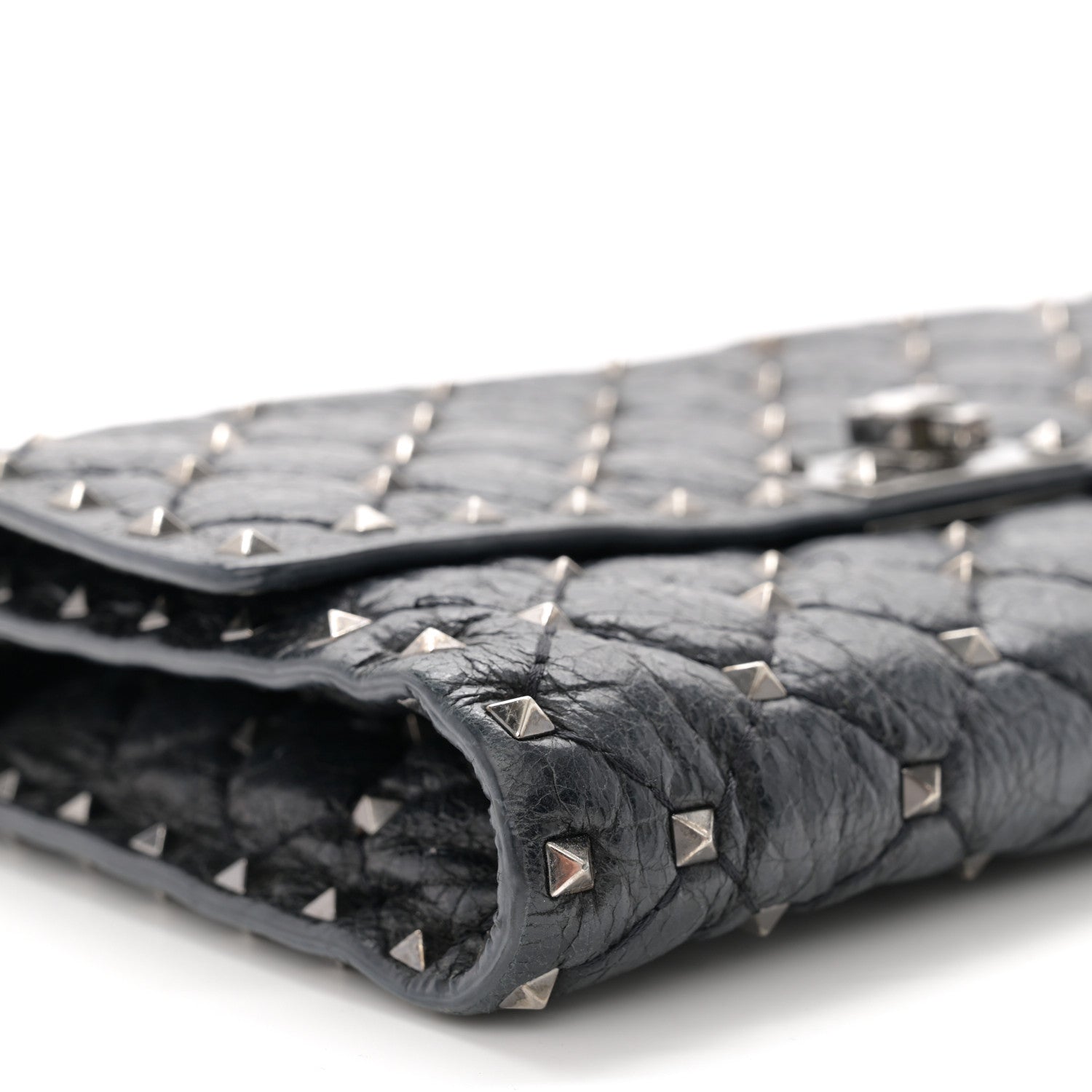 Valentino Garavani Craquele Nappa Rockstud Spike Wallet on Chain Black 8 of 12