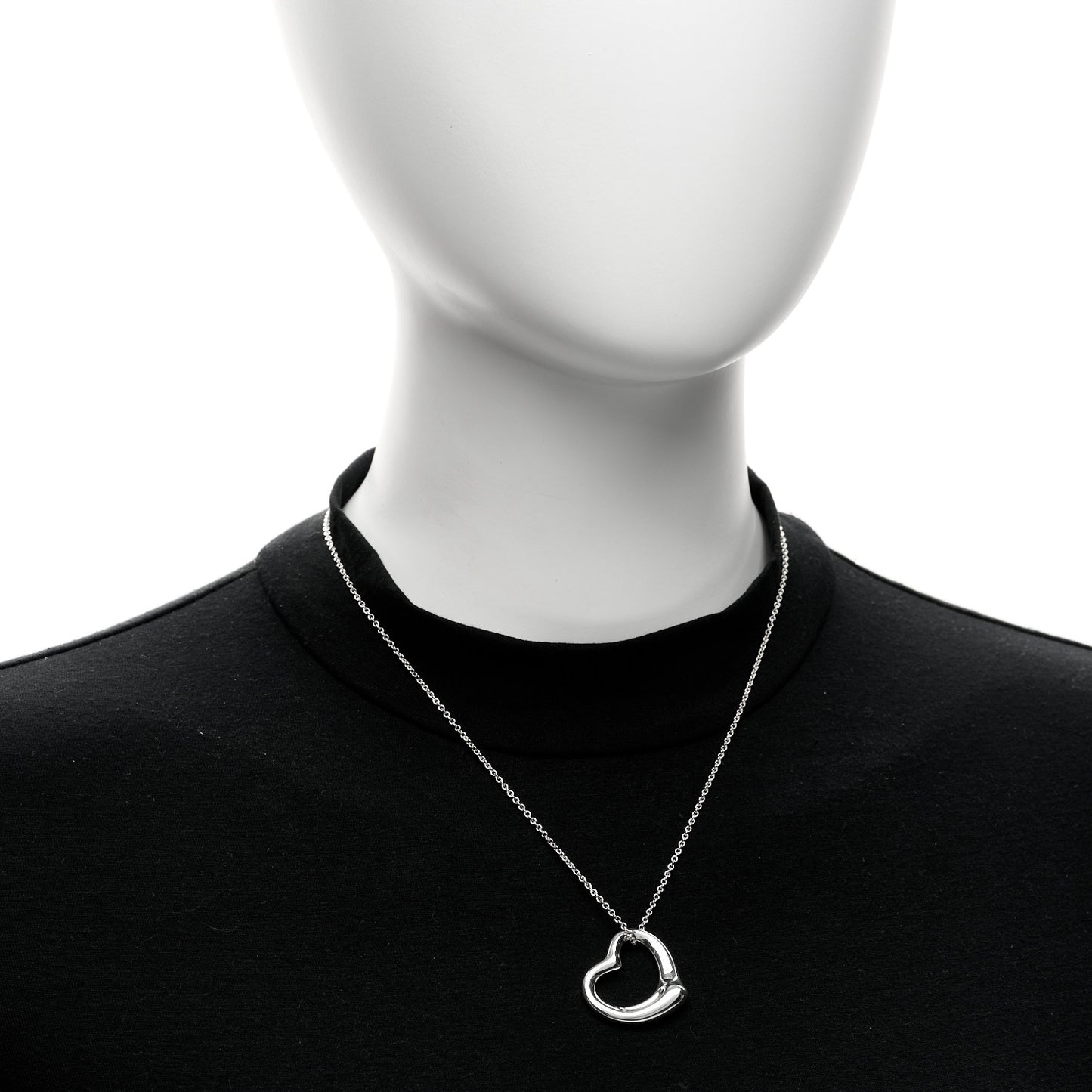 Sterling Silver 27mm Elsa Peretti Open Heart Pendant Necklace