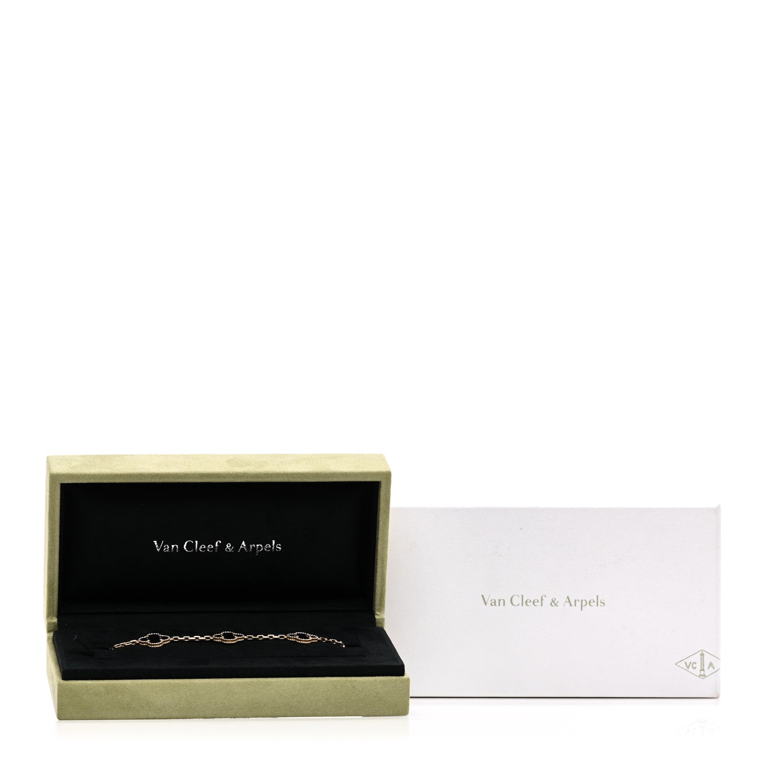 Van Cleef & Arpels 18K Yellow Gold Black Onyx 5 Motifs Vintage Alhambra Bracelet 4 of 4