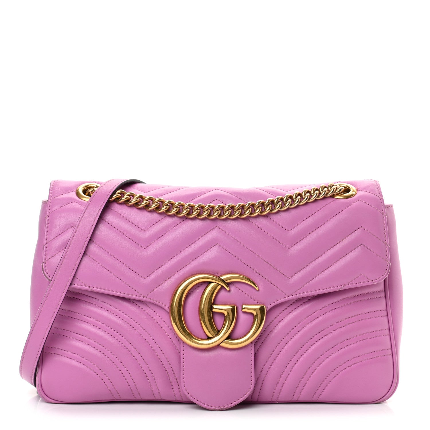 Gucci Calfskin Matelasse Medium GG Marmont Shoulder Bag Candy Mousse 1 of 18