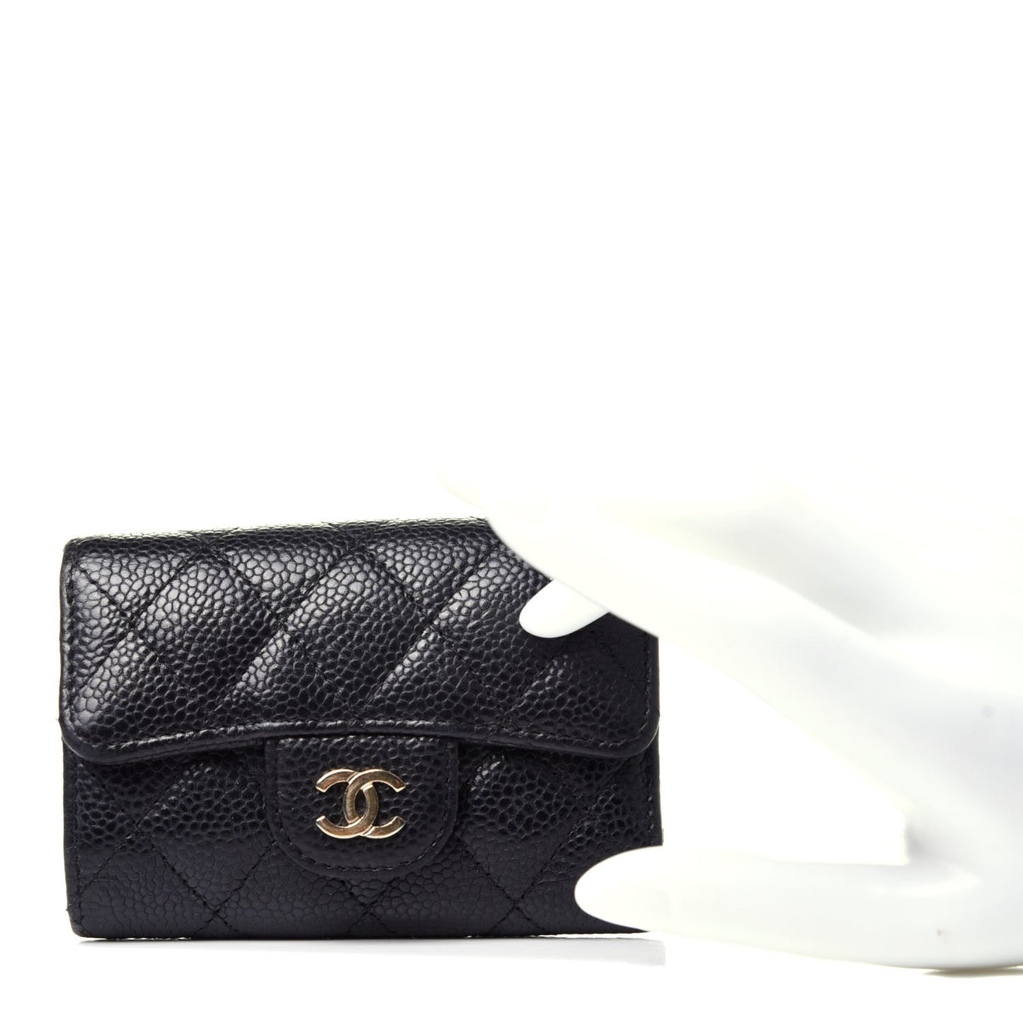 Caviar Quilted Classic 4 Key Holder Wallet Black