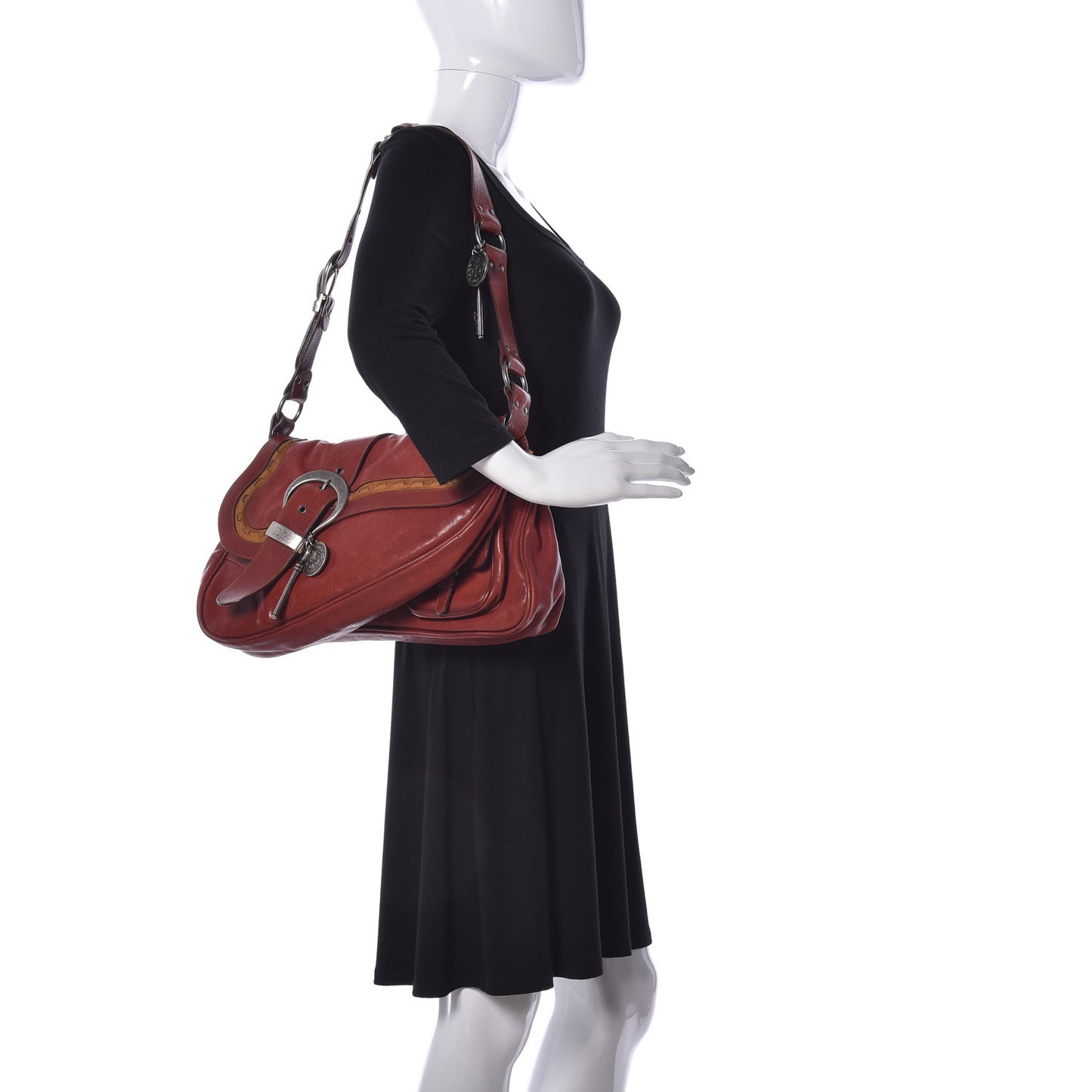 Calfskin Medium Gaucho Double Saddle Red