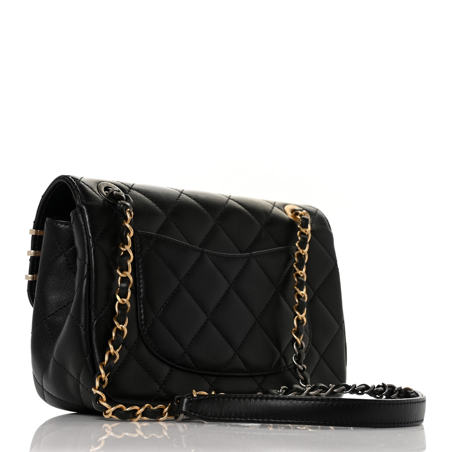 Lambskin Quilted Small Coco Clips Single Flap Black