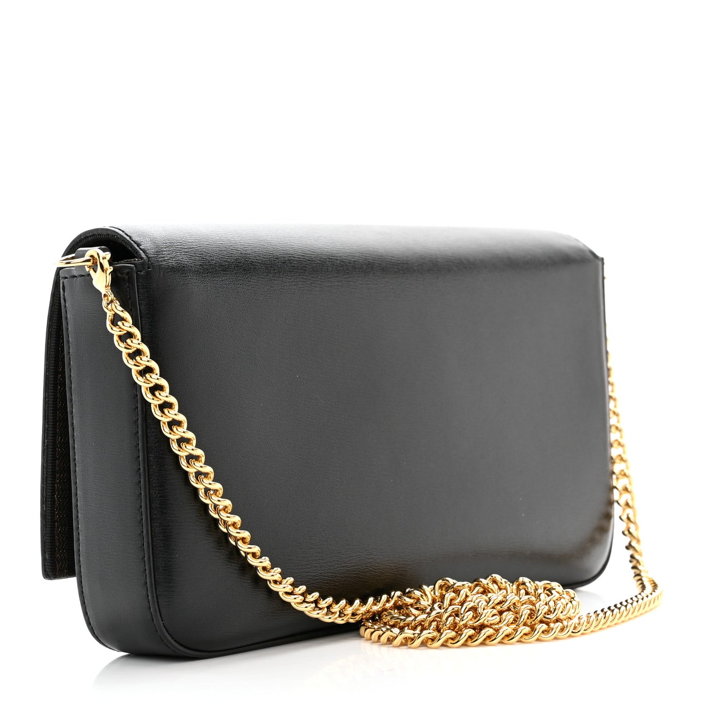 Vitello Palmellato Wallet on Chain with Pouches Black