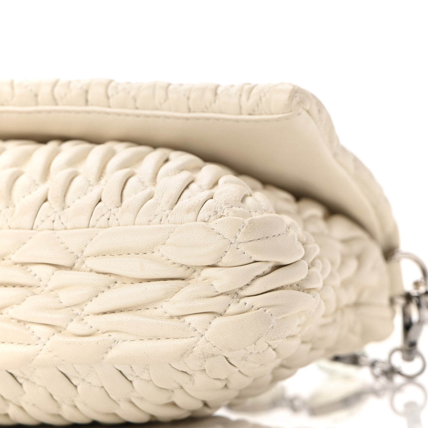 Nappa Matelasse Crystal Flap Clutch White