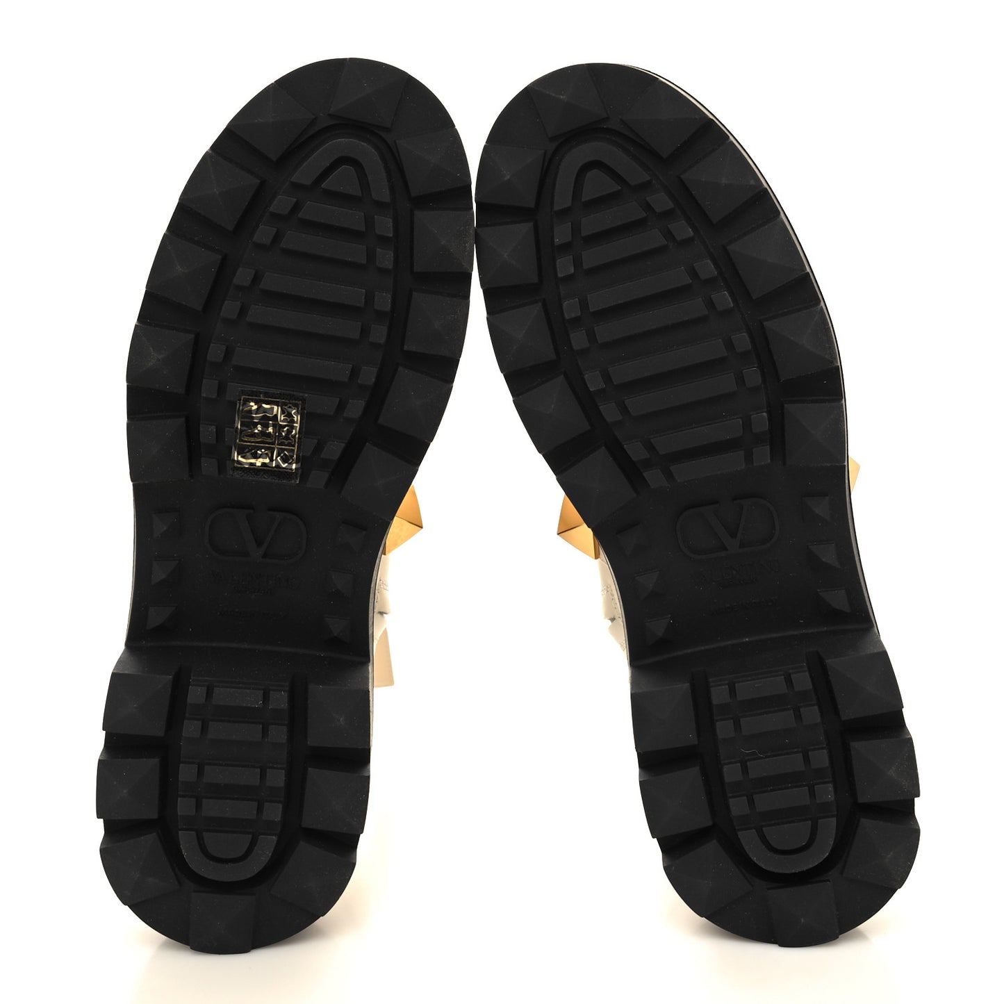 Calfskin Roman Stud Combat Boots 38 Light Ivory