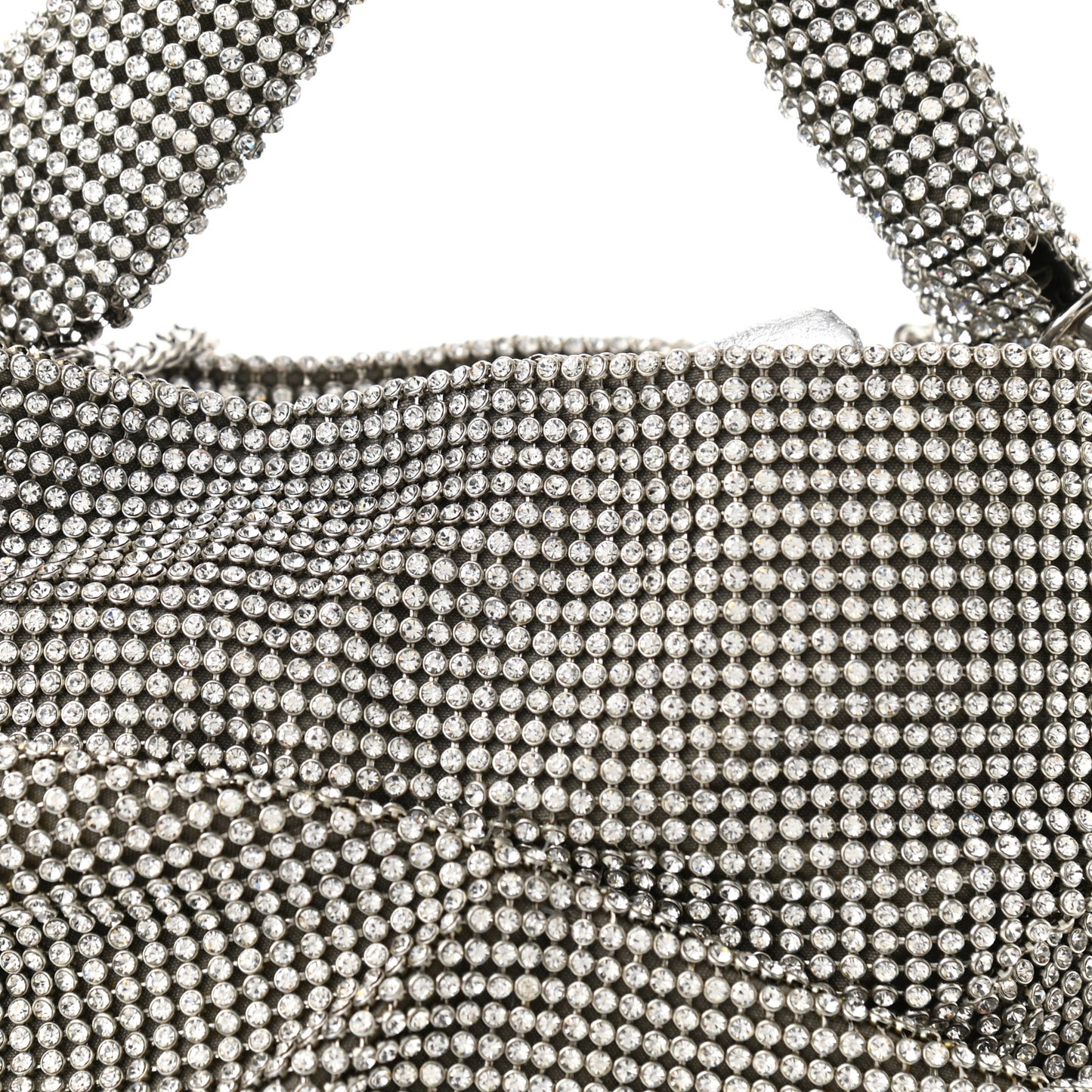 Satin Crystal Embellished Bonny Shoulder Bag Silver