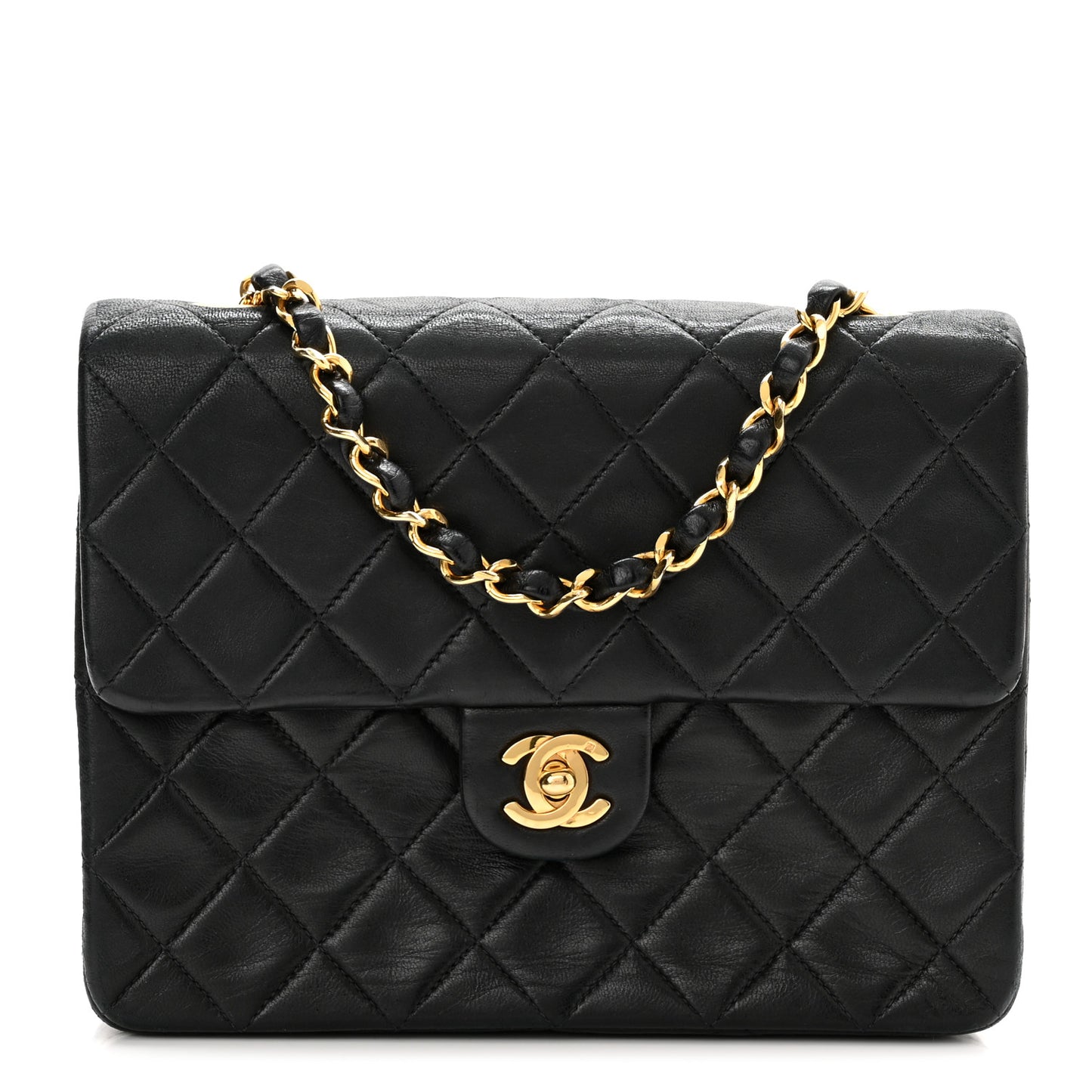 Lambskin Mini Square Flap Black