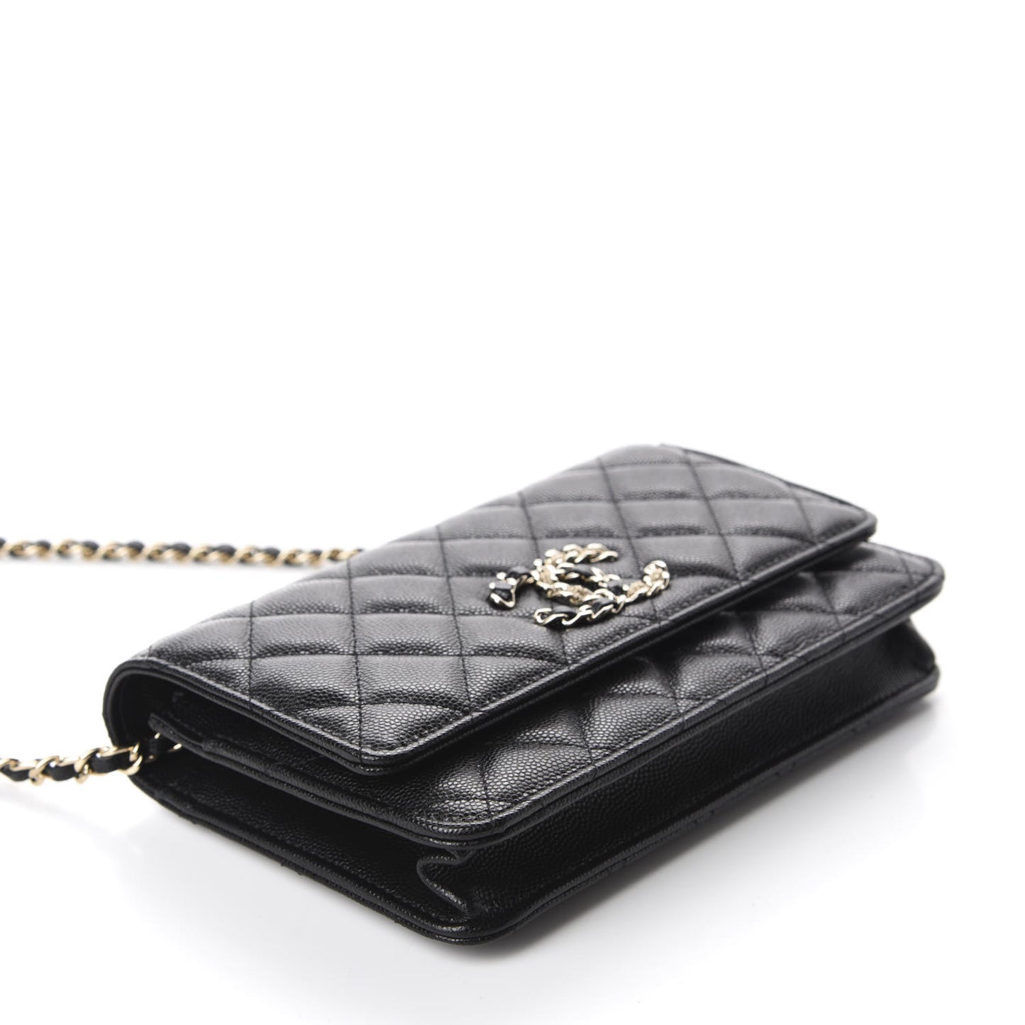 Caviar Quilted French New Wave Chain CC Wallet On Chain WOC Black