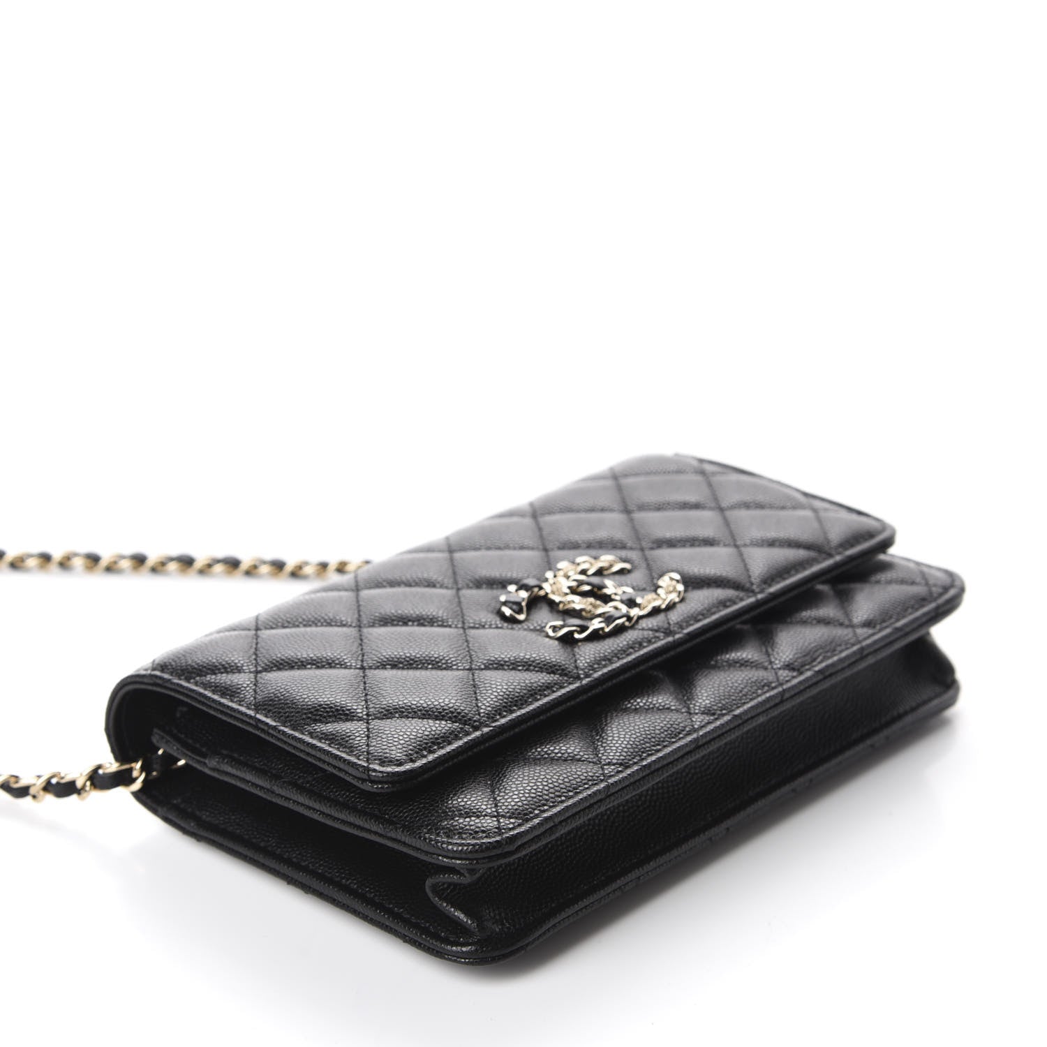 Chanel Caviar Quilted French New Wave Chain CC Wallet On Chain WOC Black 4 of 12