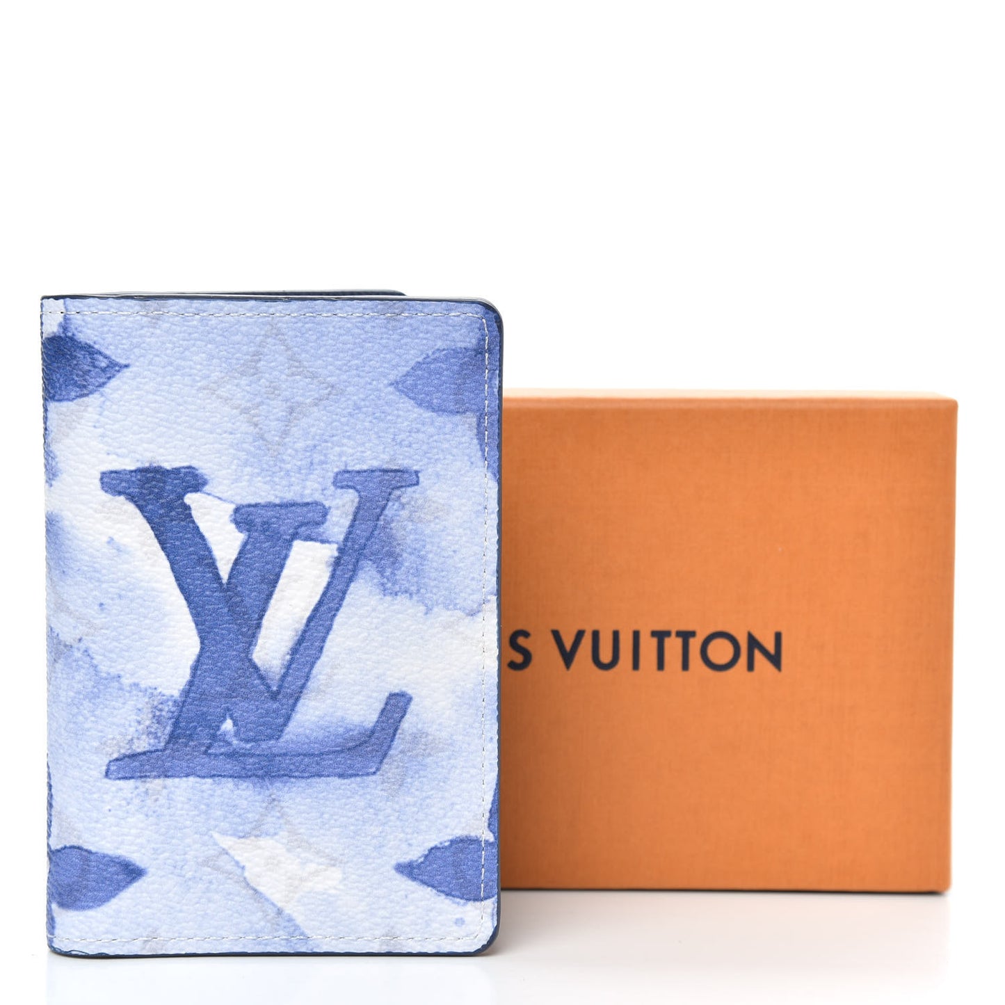 Monogram Watercolor Pocket Organizer Blue