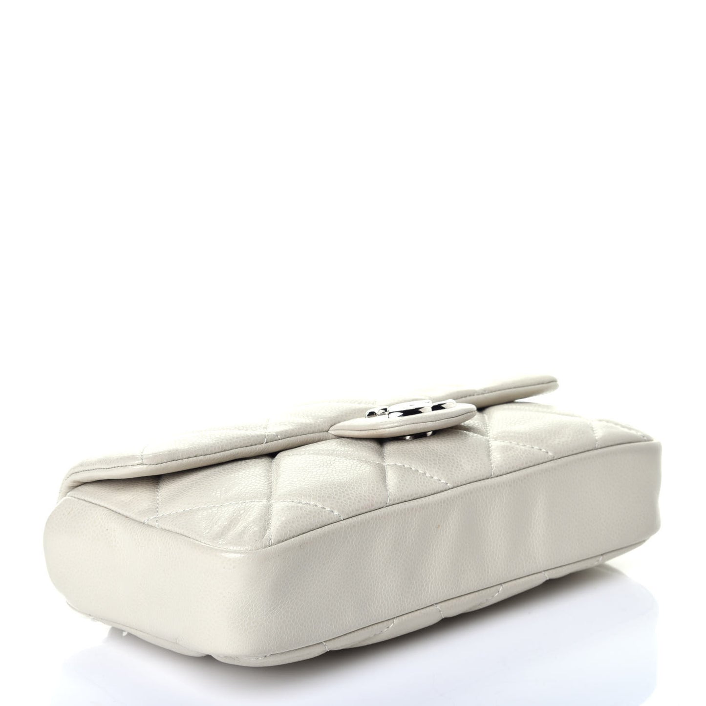 Glazed Caviar Quilted Small Nature Flap Bag White