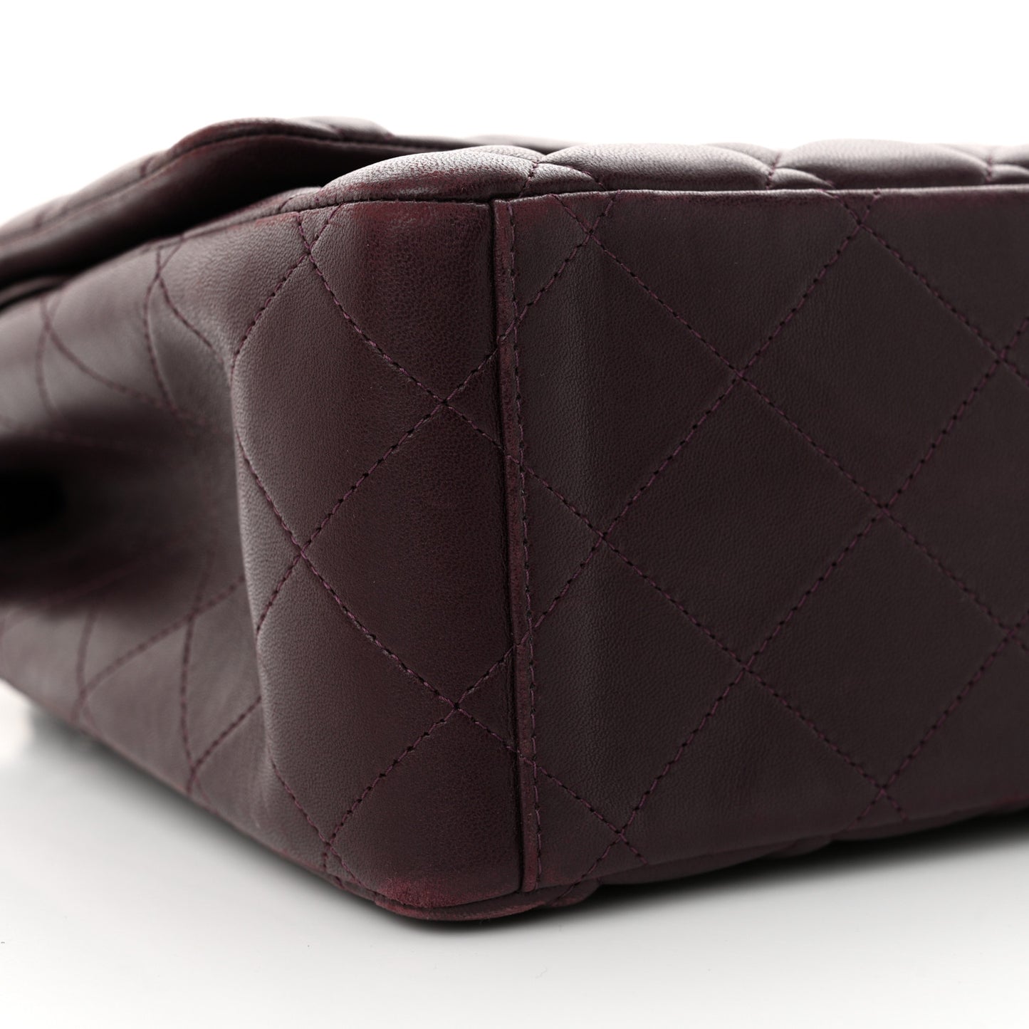 Lambskin Quilted Maxi Double Flap Plum