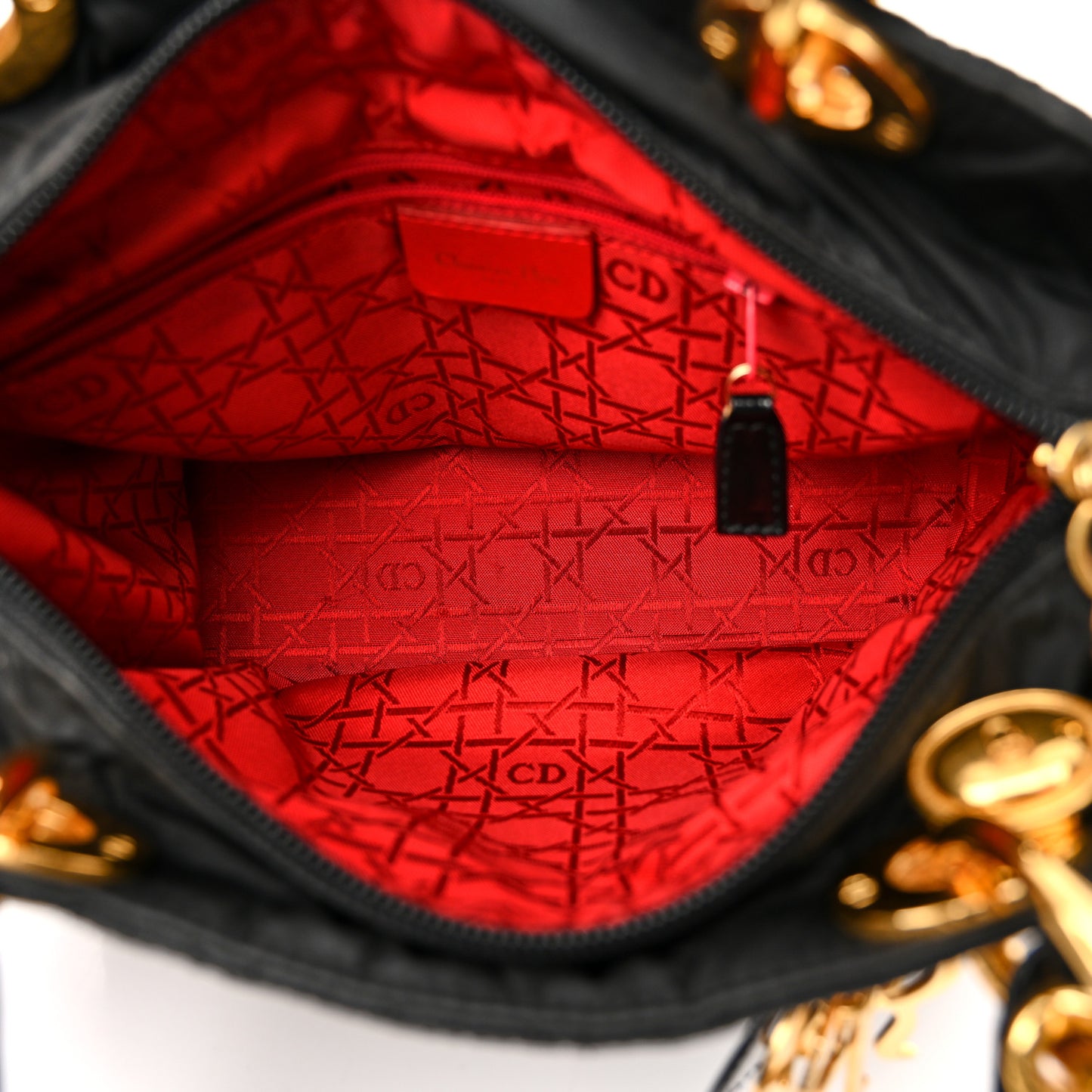 Nylon Cannage Medium Lady Dior Black