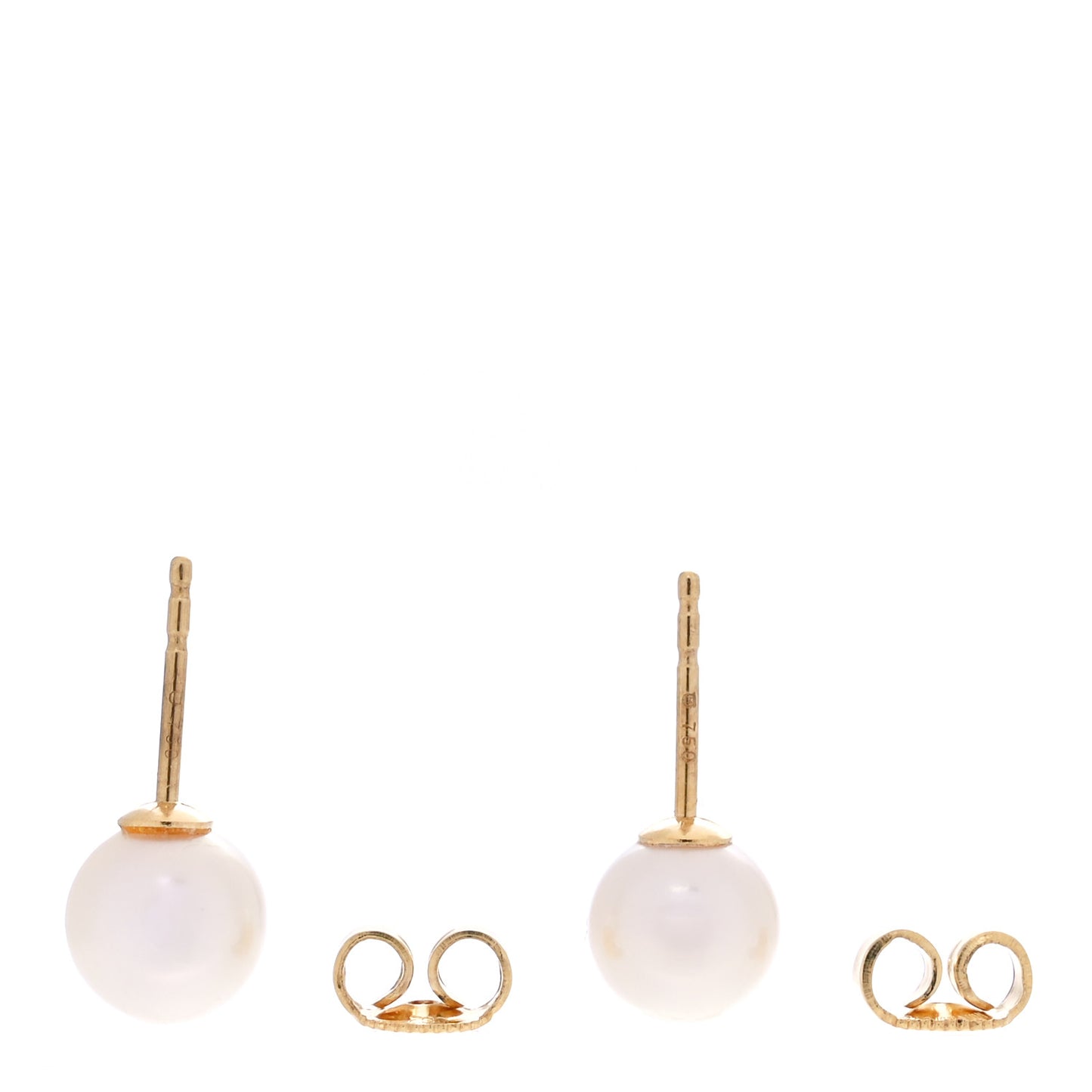 18K Yellow Gold Akoya Pearl 7-7.5mm Stud Earrings
