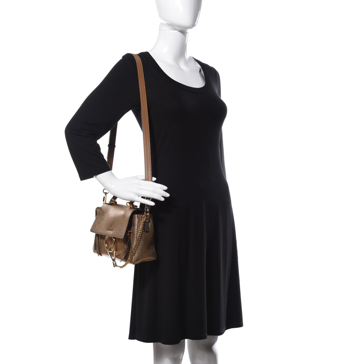 Metallic Calfskin Mini Faye Day Shoulder Bag Gold