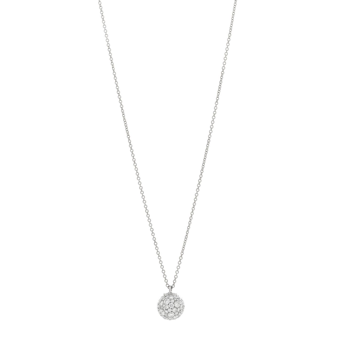 18K White Gold Diamond 12mm HardWear Ball Pendant Necklace