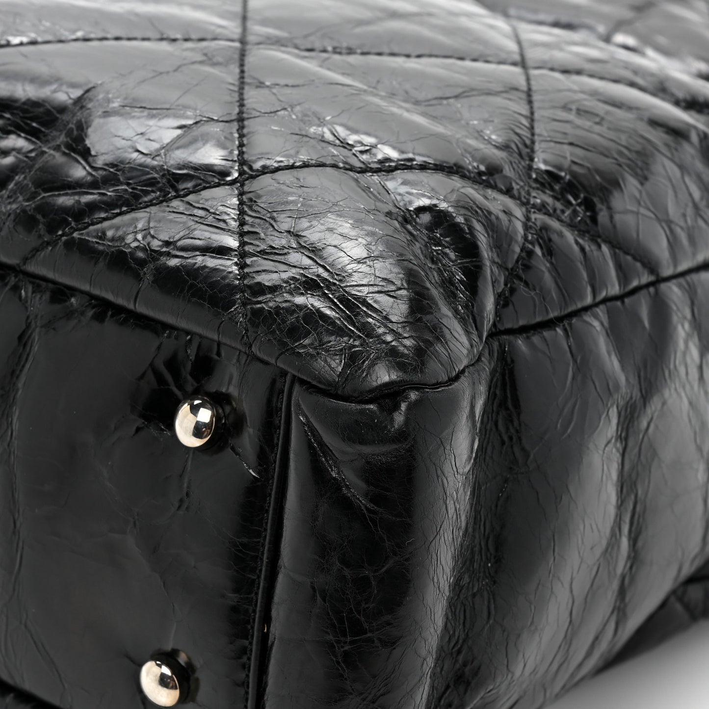 Glazed Calfskin Quilted Tweed Portobello Tote Black Red