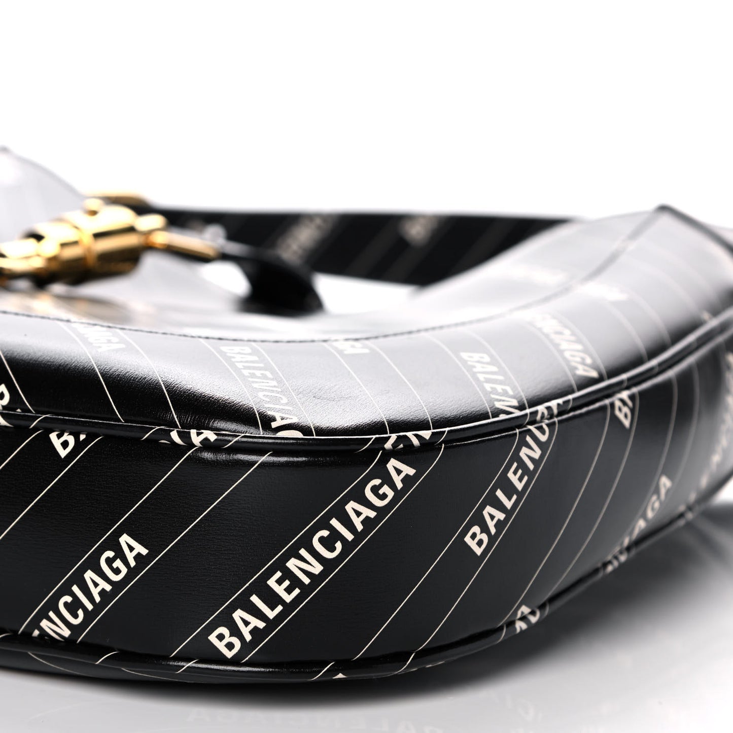 X BALENCIAGA Calfskin Logo Print Medium Jackie 1961 Hobo Black